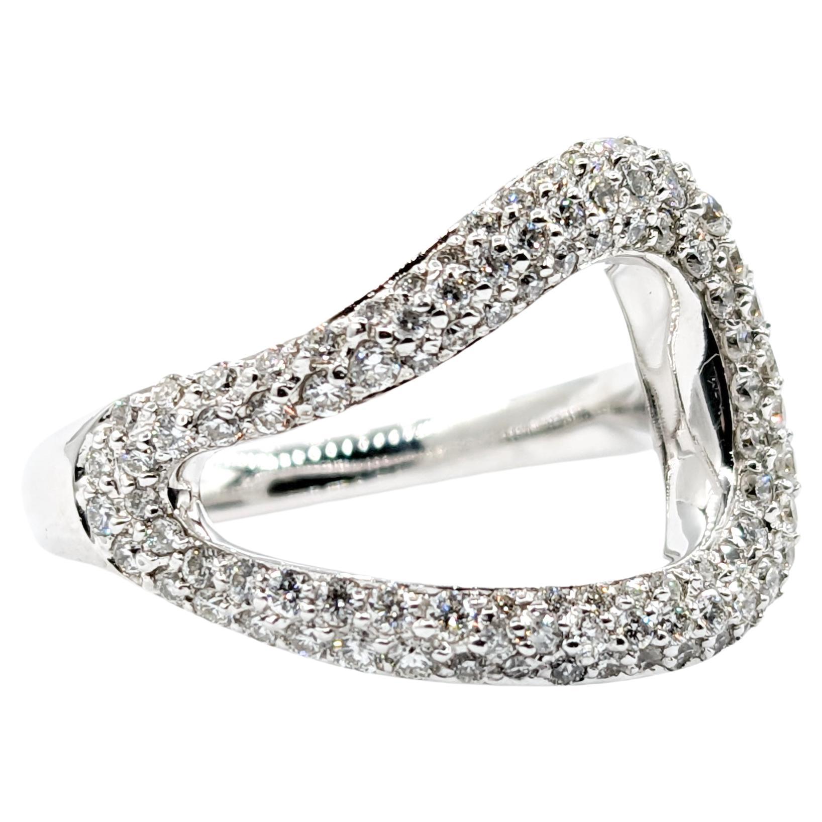 .50ctw Pave-Set Tear Diamond Ring In White Gold For Sale