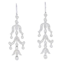 Vintage .50ctw Round Brilliant Diamond Earrings 14 Karat Gold Pierced Chandelier Dangles