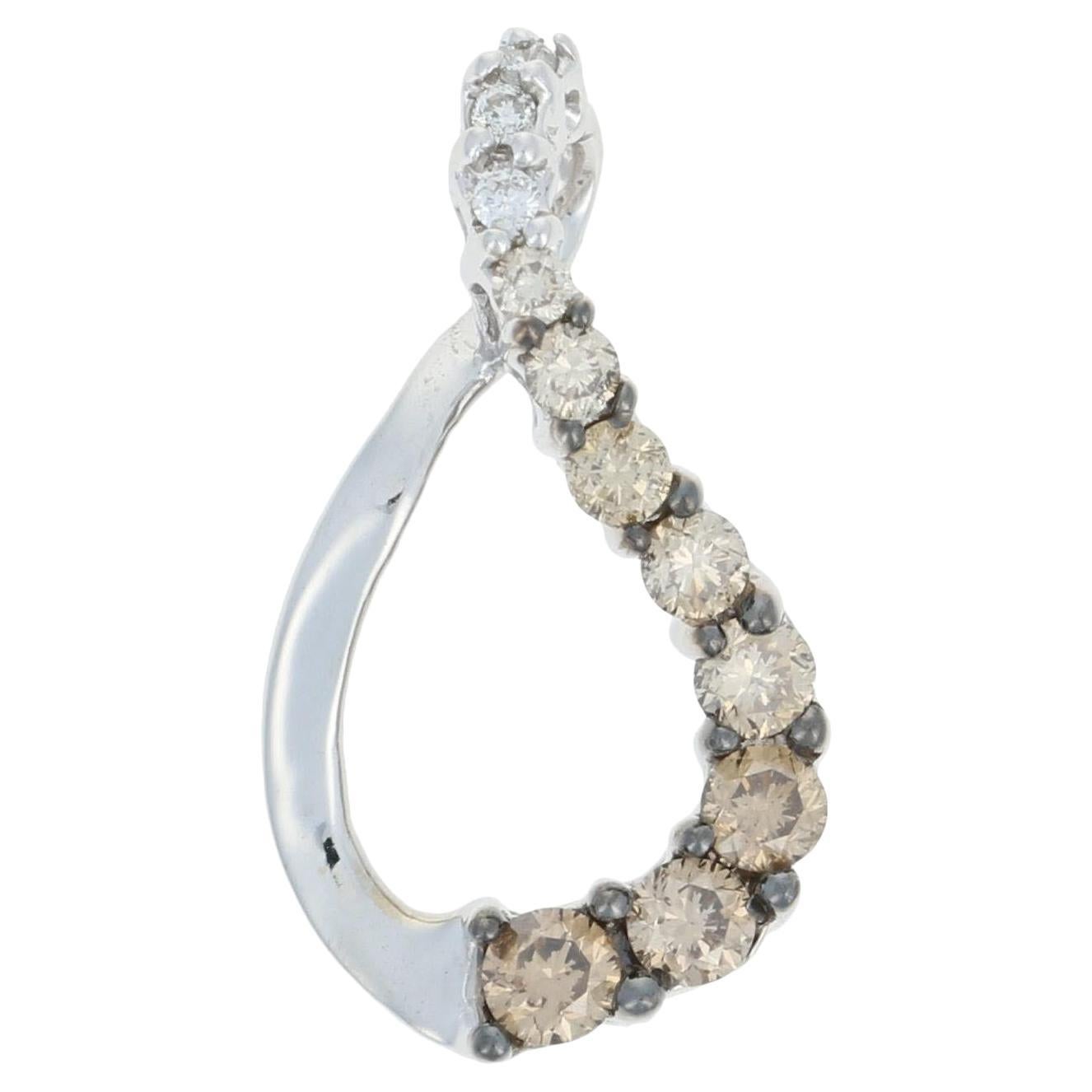 .50ctw Round Brilliant Diamond Pendant, 14k White Gold Tapered Infinity Twist For Sale