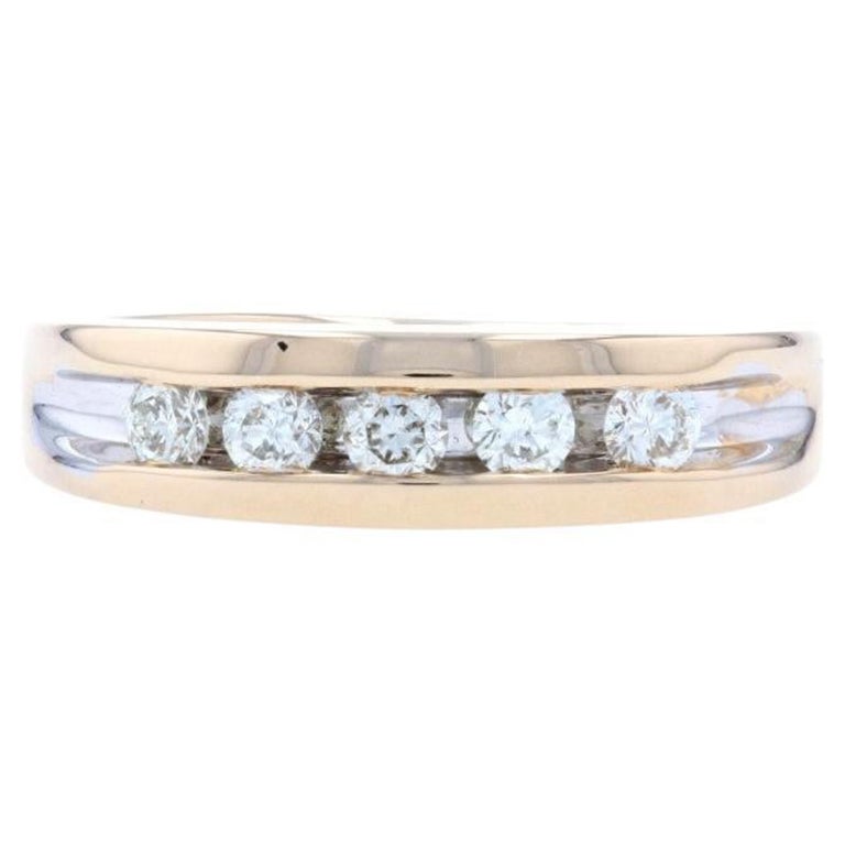 .50ctw Round Brilliant Diamond Wedding Band, 14k Gold Channel Set Ring Men
s