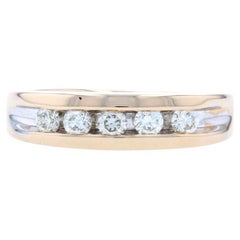 Antique .50ctw Round Brilliant Diamond Wedding Band, 14k Gold Channel Set Ring Men's