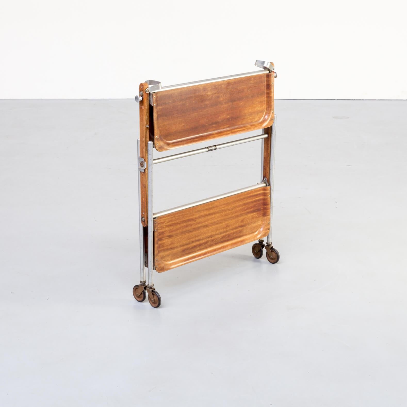 French design serving cart/trolley that can be folded up for easy storage, made by the company Textable, Paris.