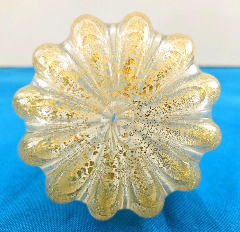 Other 50s-60s Murano Glass Rigaree Perfume Bottle with Gold Polveri - Barovier & Toso For Sale