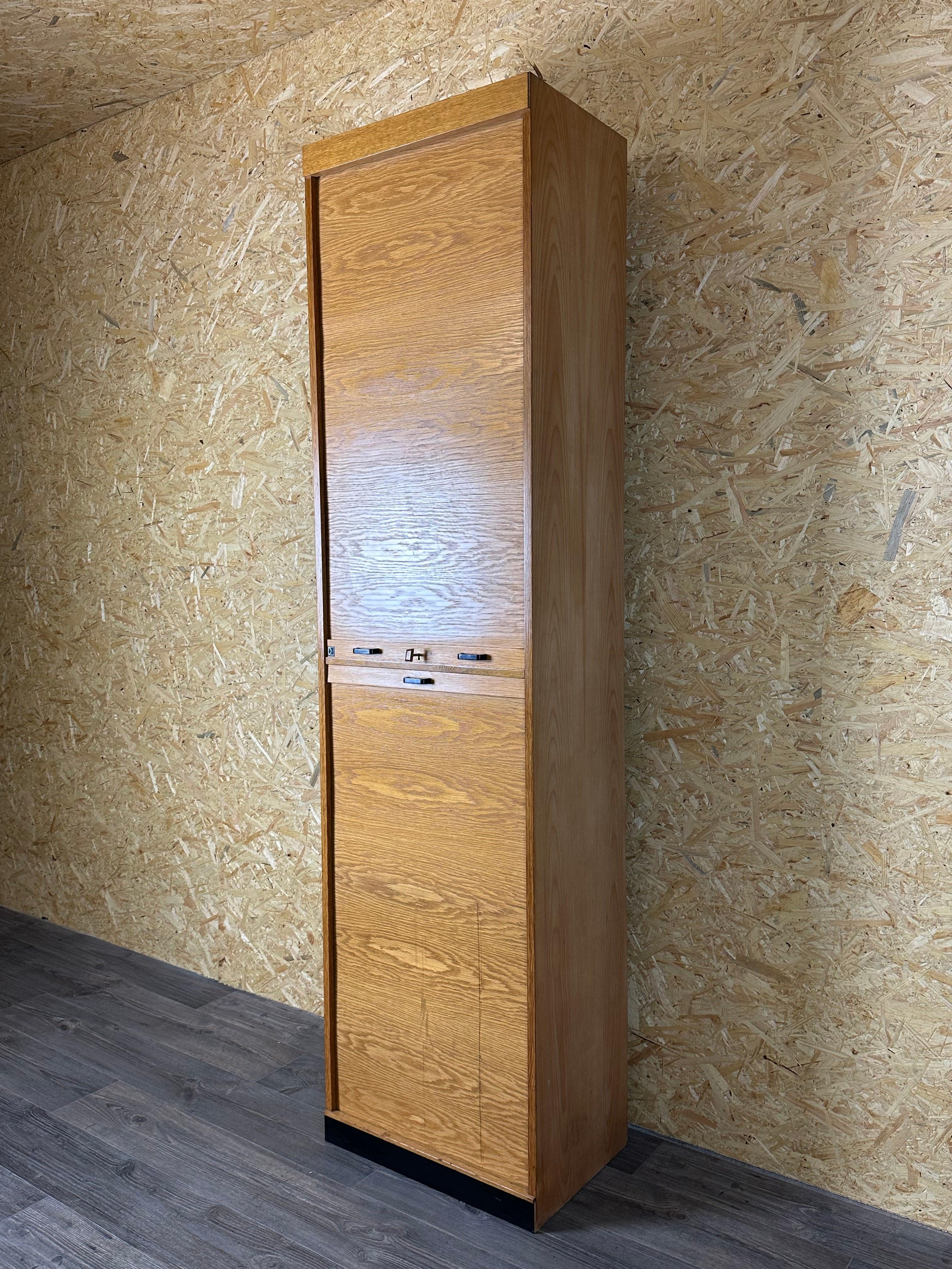 German 50s 60s roller shutter cabinet office cabinet filing cabinet mid century design For Sale