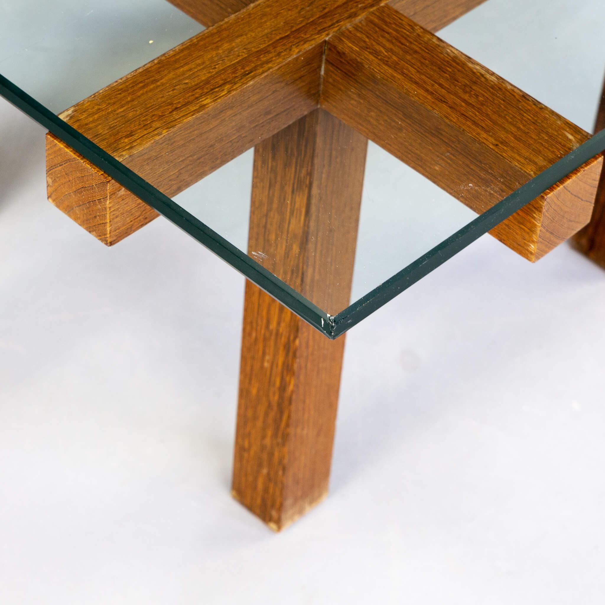 50s Alfred Hendrickx Wood and Glass Coffee Table for Belform For Sale 3