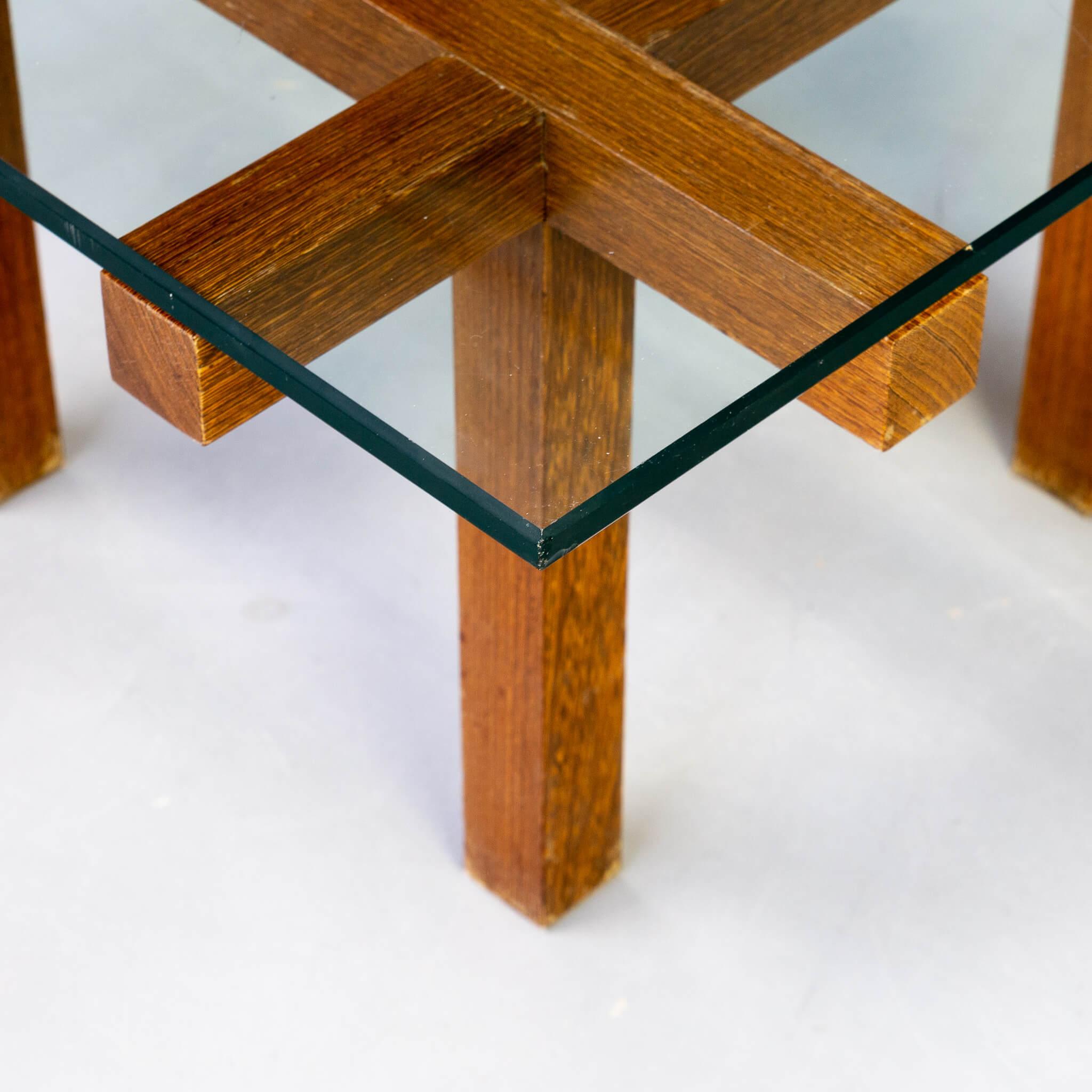 50s Alfred Hendrickx Wood and Glass Coffee Table for Belform For Sale 4