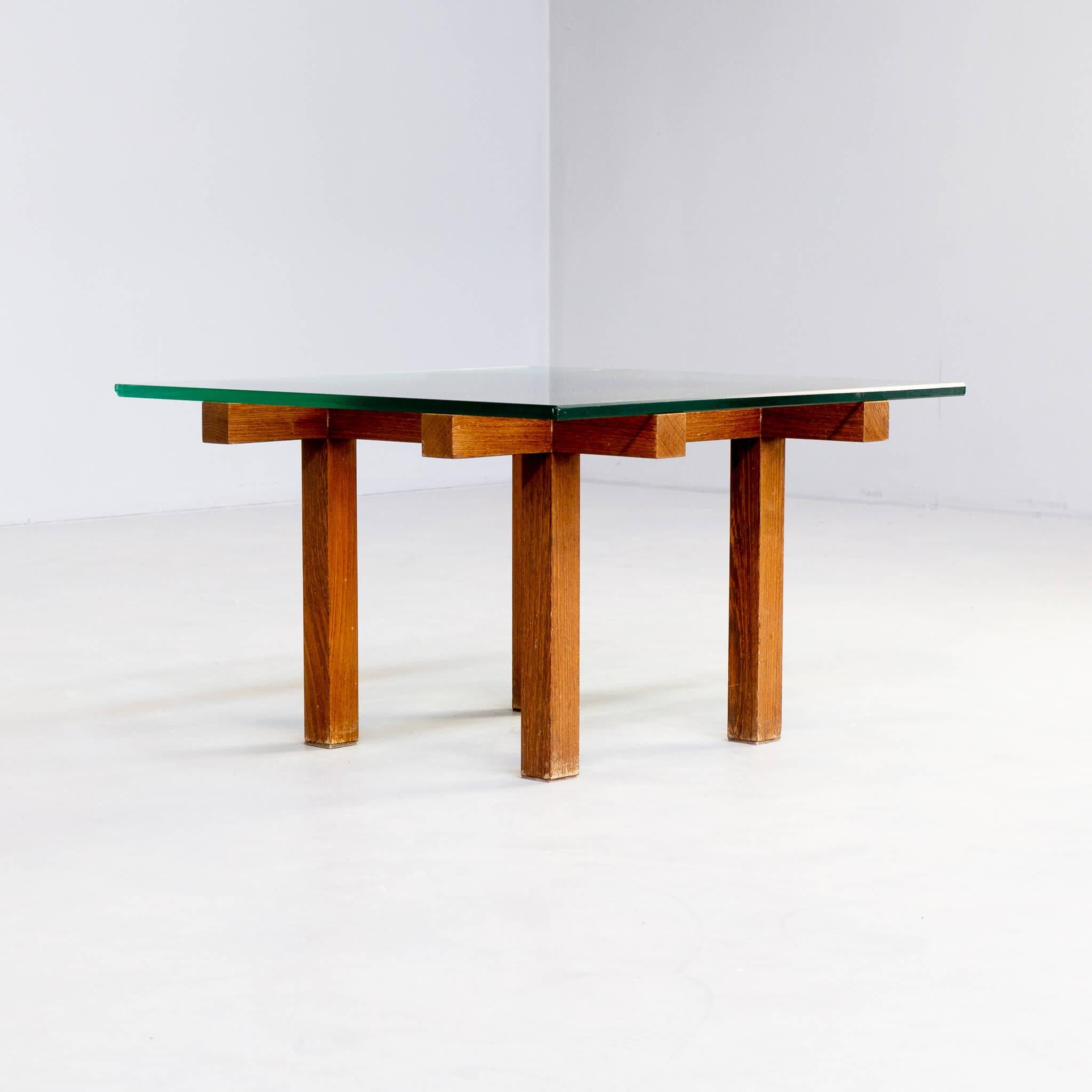 50s Alfred Hendrickx Wood and Glass Coffee Table for Belform For Sale 5
