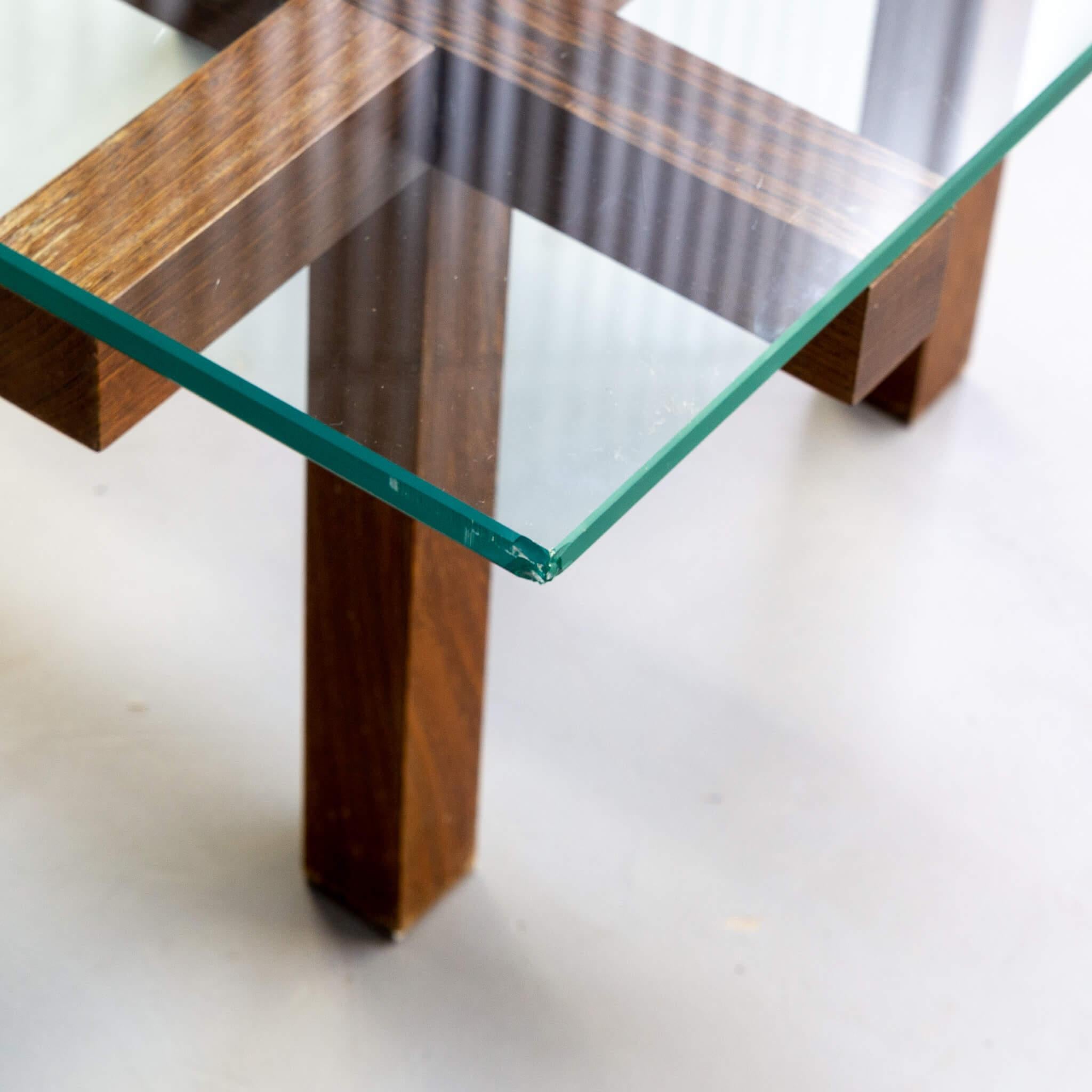 50s Alfred Hendrickx Wood and Glass Coffee Table for Belform For Sale 2