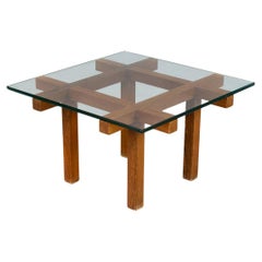 50s Alfred Hendrickx Wood and Glass Coffee Table for Belform
