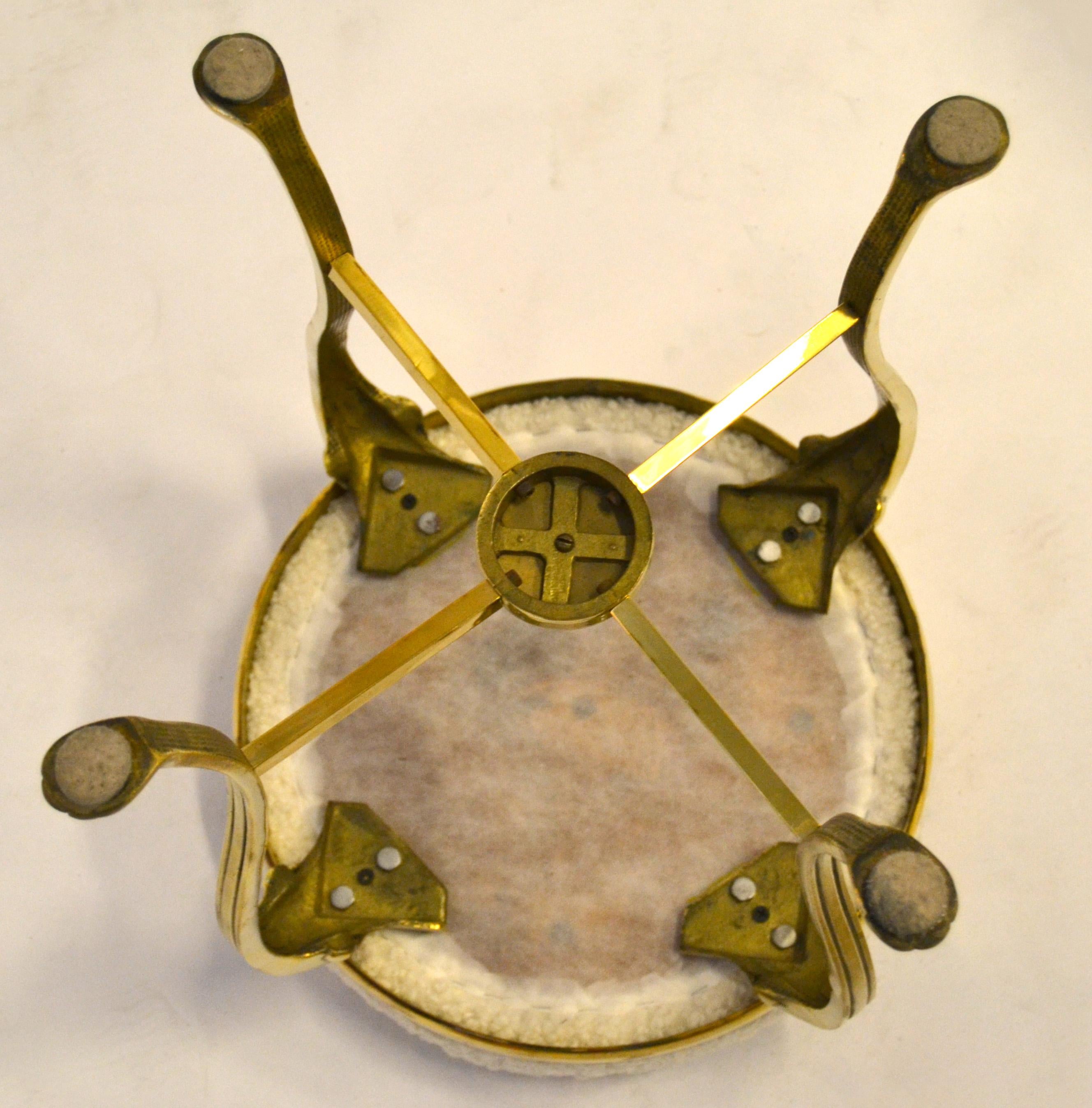 50s American Neoclassical Heavy Bronze Bouclé Sitz Hocker Claw Feet X Stretchers im Angebot 3