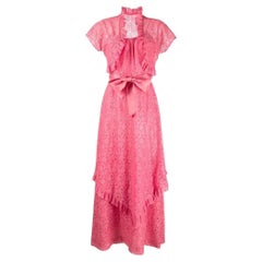 50s A.N.G.E.L.O. Vintage cult pink lace suit composed by bolero jacket and dress