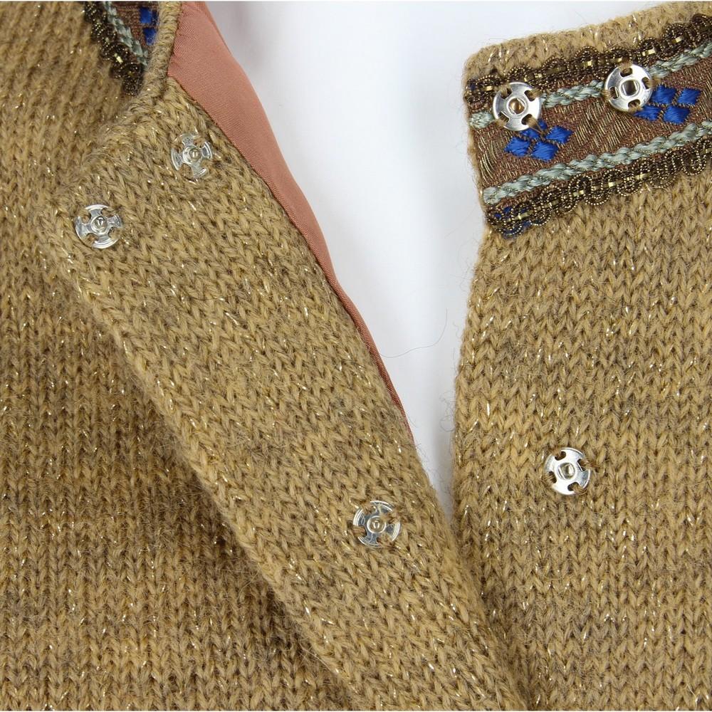 50s Anna Val beige cardigan with trimming details In Good Condition In Lugo (RA), IT