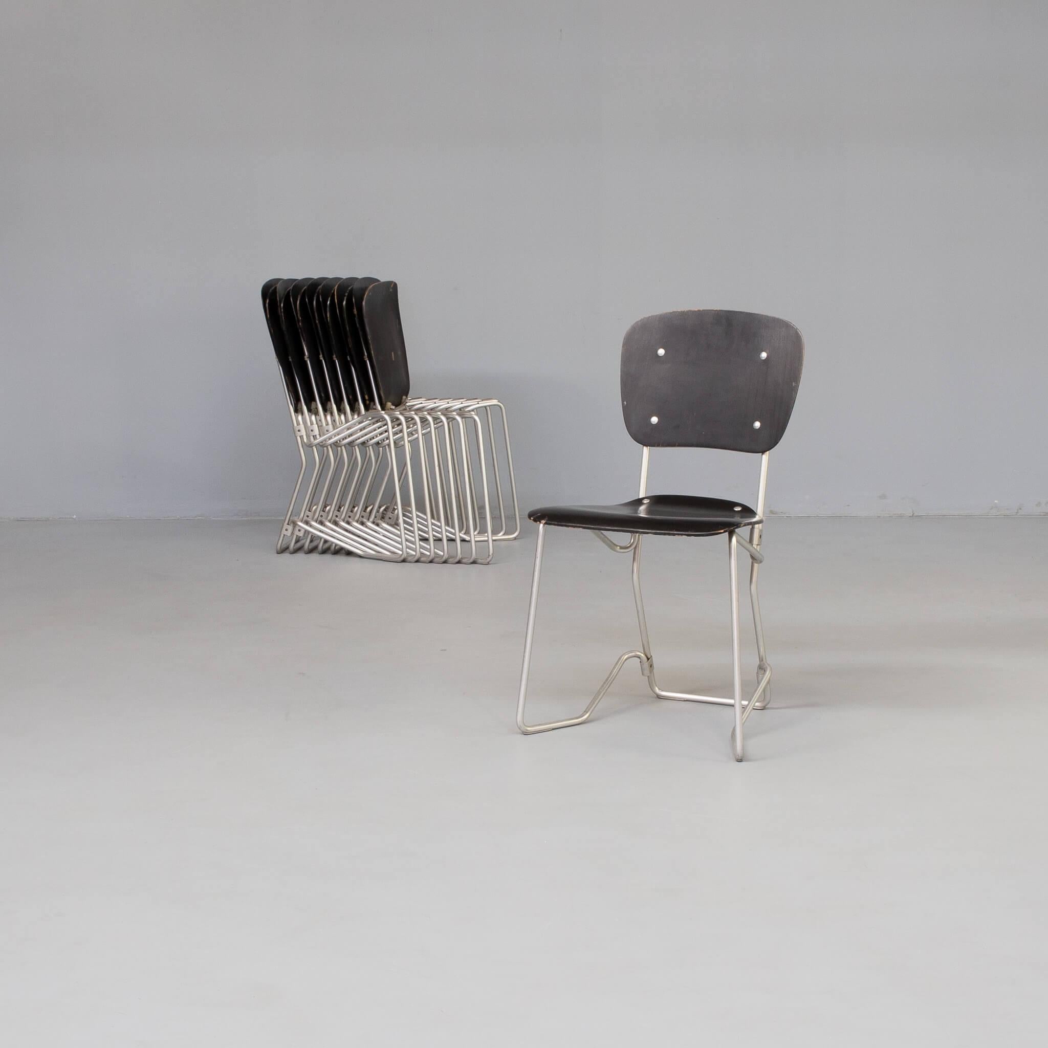 Swiss 50s Armin Wirth ‘aluflex’ folding chair for Ph. Zieringer KG set/8