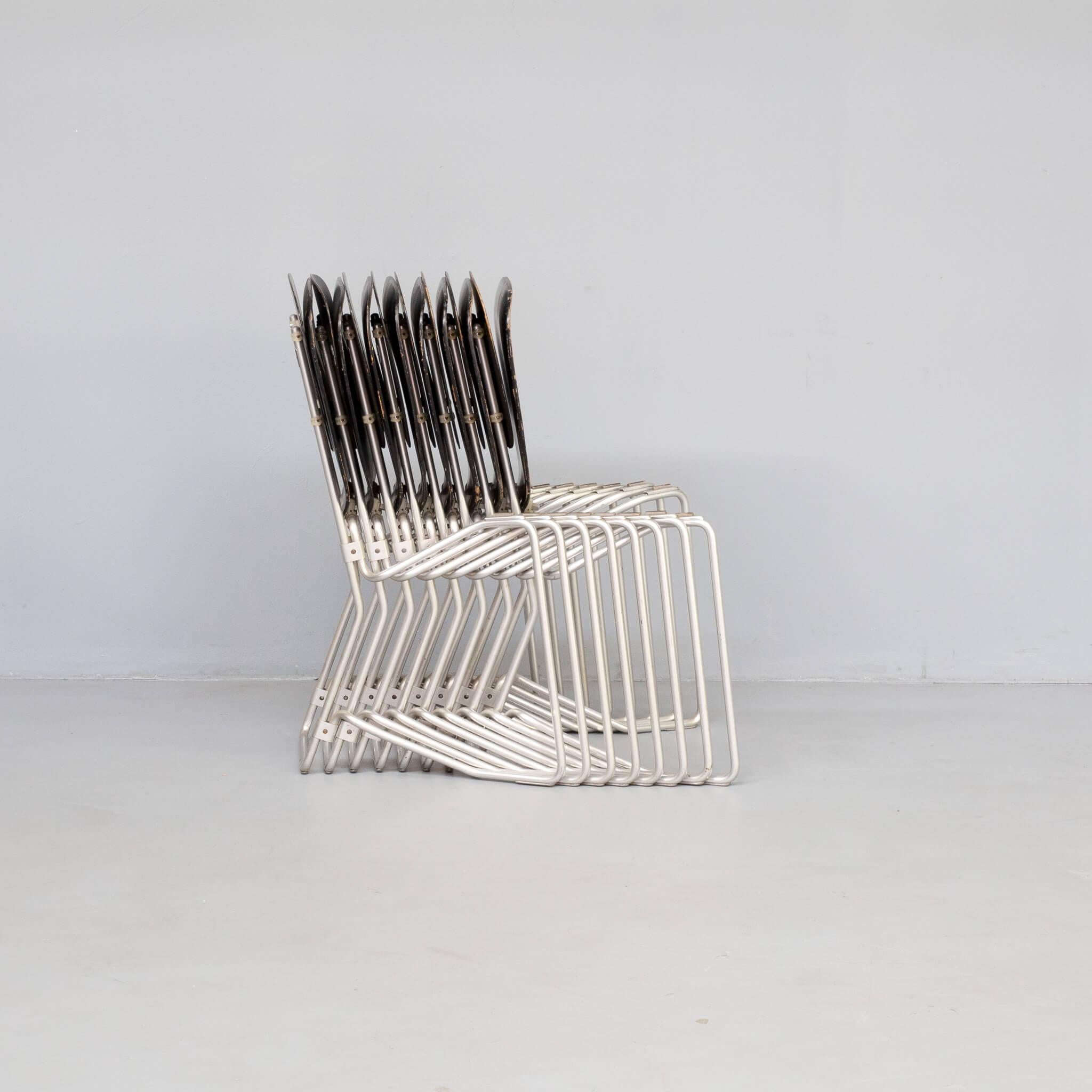 50s Armin Wirth ‘aluflex’ folding chair for Ph. Zieringer KG set/8 In Good Condition In Amstelveen, Noord