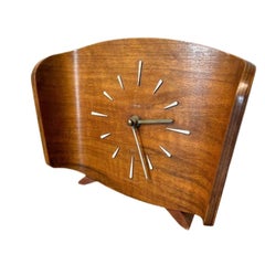 50s Atomic Vintage Mid-Century Danish Modern Smith UK Teak Bentwood Mantel Clock