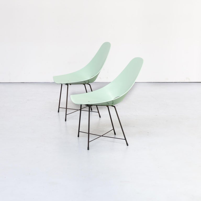 Mid-Century Modern 1950s Augusto Bozzi Chairs for Saporiti Set of 2 For Sale