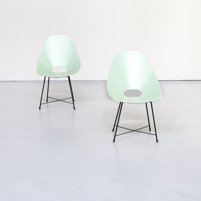 Italian 1950s Augusto Bozzi Chairs for Saporiti Set of 2 For Sale