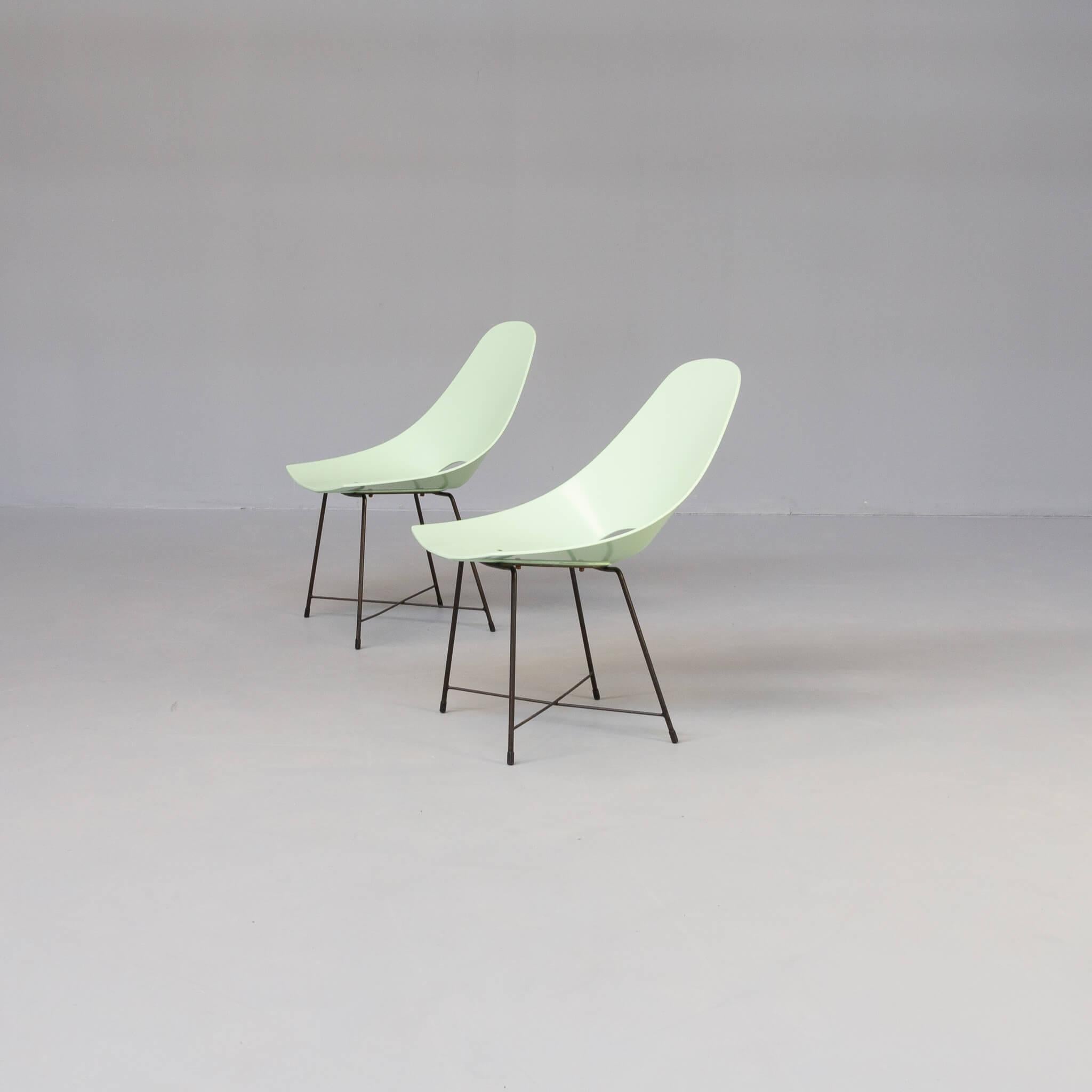 Italian 50s Augusto Bozzi Chairs for Saporiti Set/2 For Sale