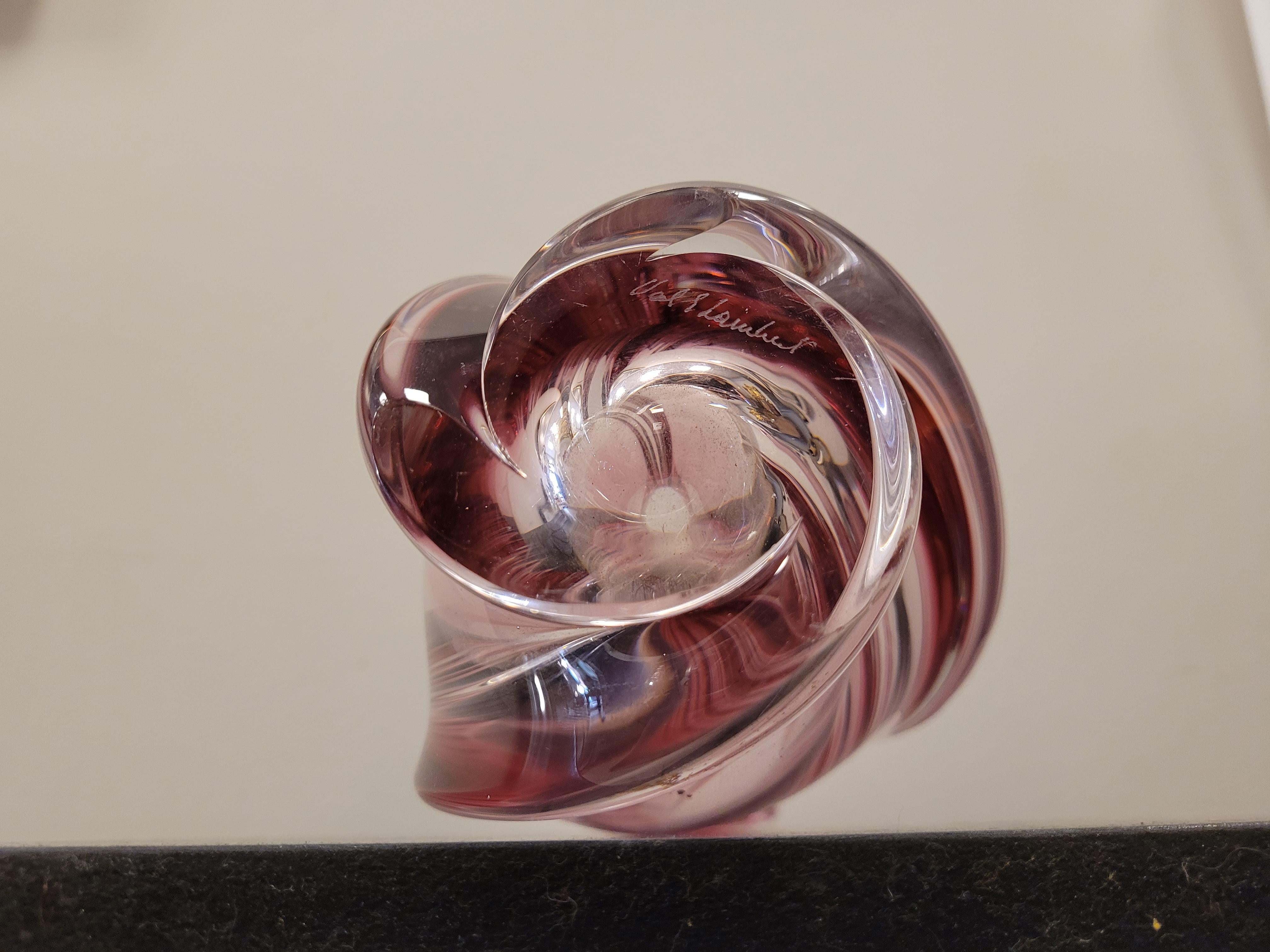 50s Belgium Val Saint Lambert great pink crystal Vase Signed For Sale 2