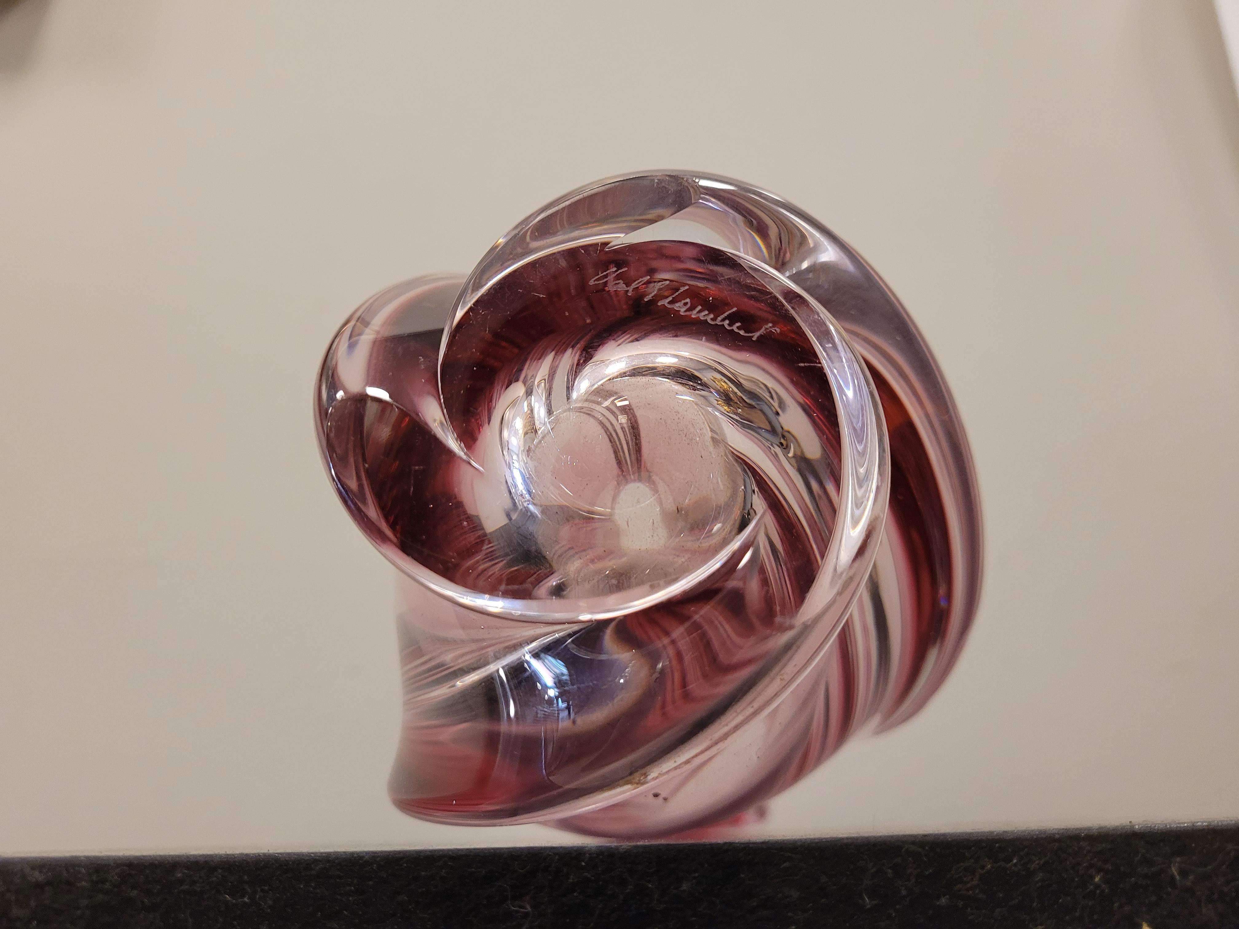 50s Belgium Val Saint Lambert great pink crystal Vase Signed For Sale 1