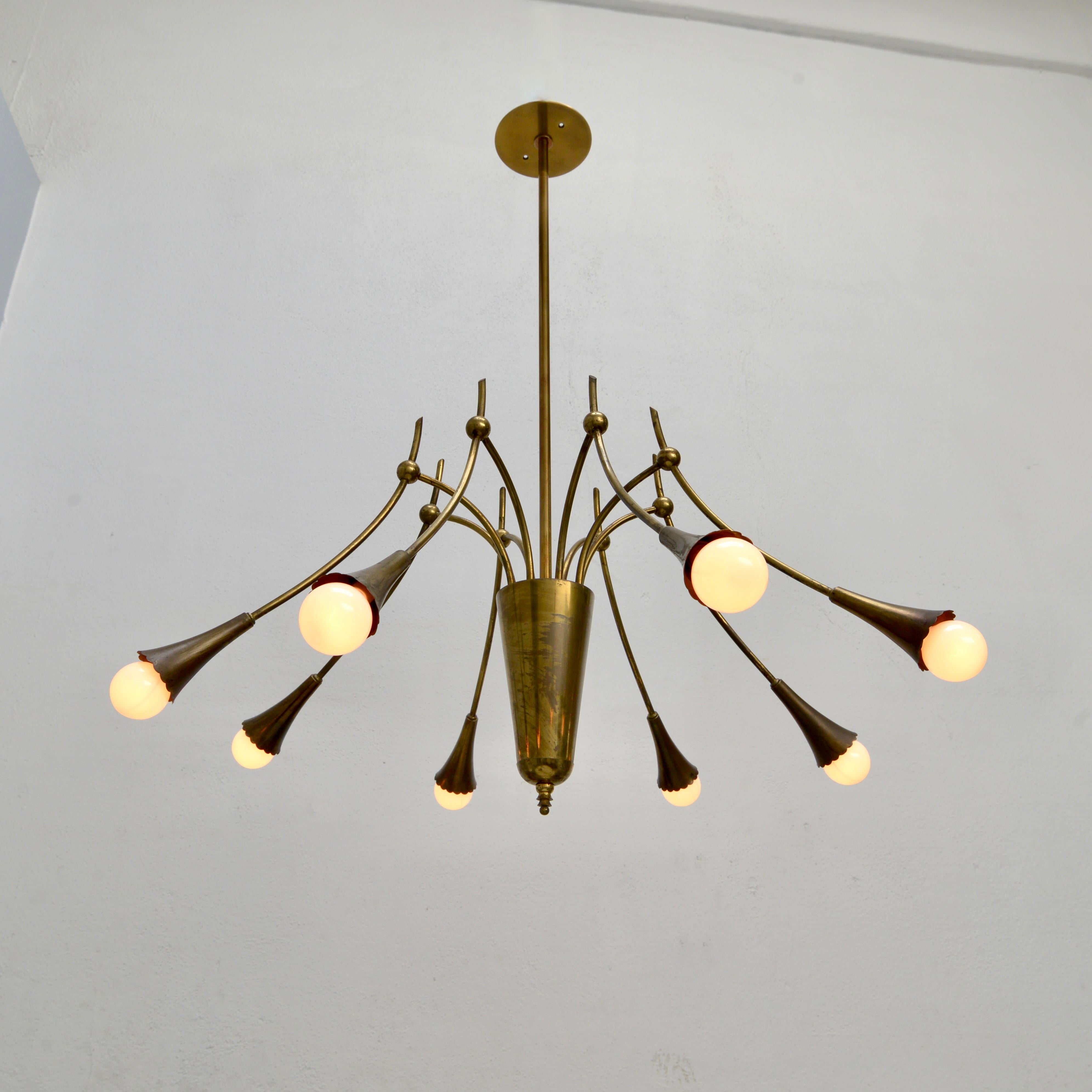 Patinated 50s Botanical Italian Chandelier