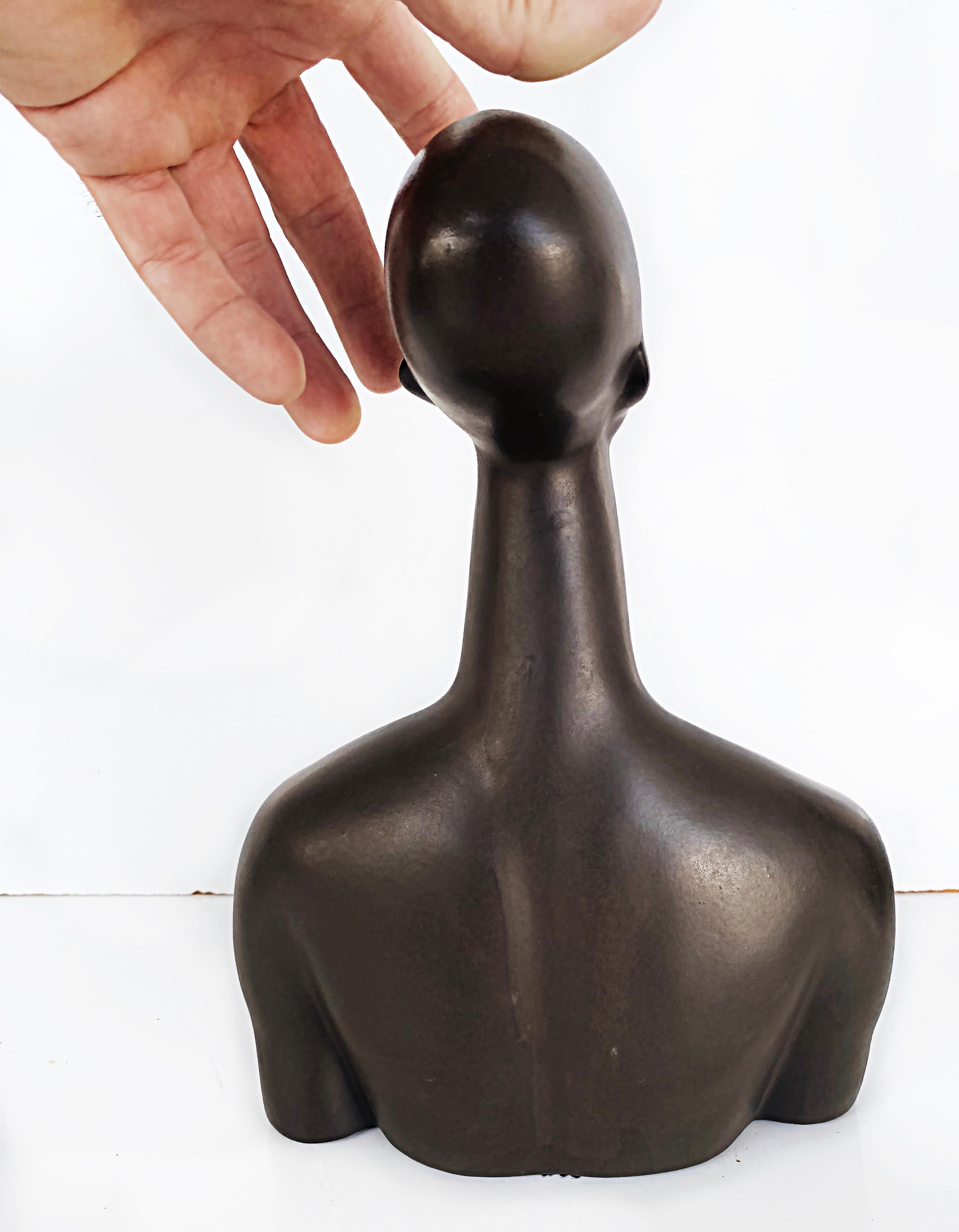 50s California Modern Brayton Laguna Pottery African Busts Male, Female For Sale 4