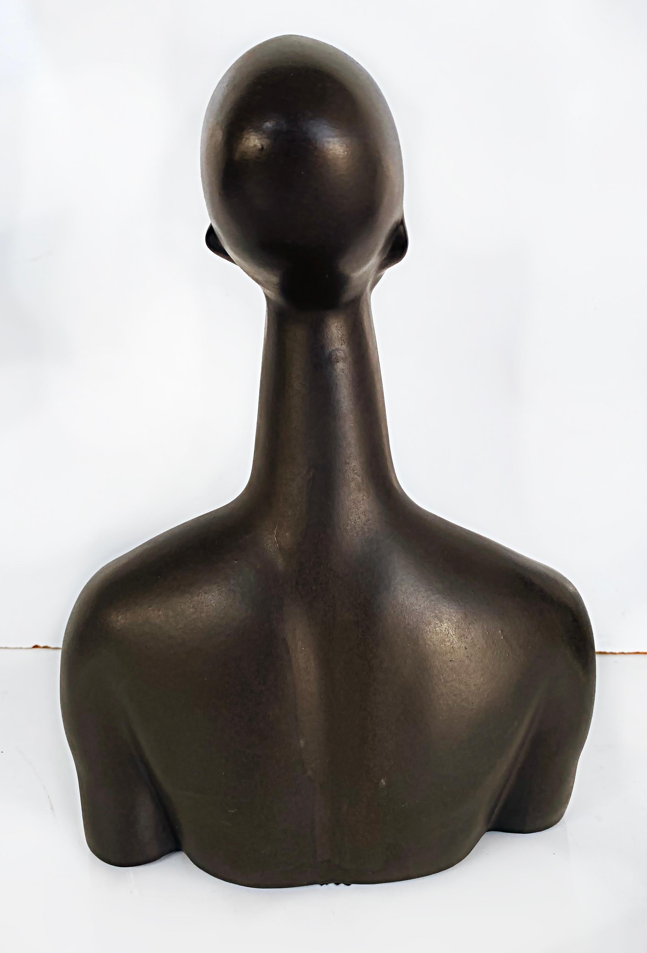 50s California Modern Brayton Laguna Pottery African Busts Male, Female For Sale 2