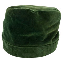 50s Cesare Canessa Vintage green cotton velvet hat