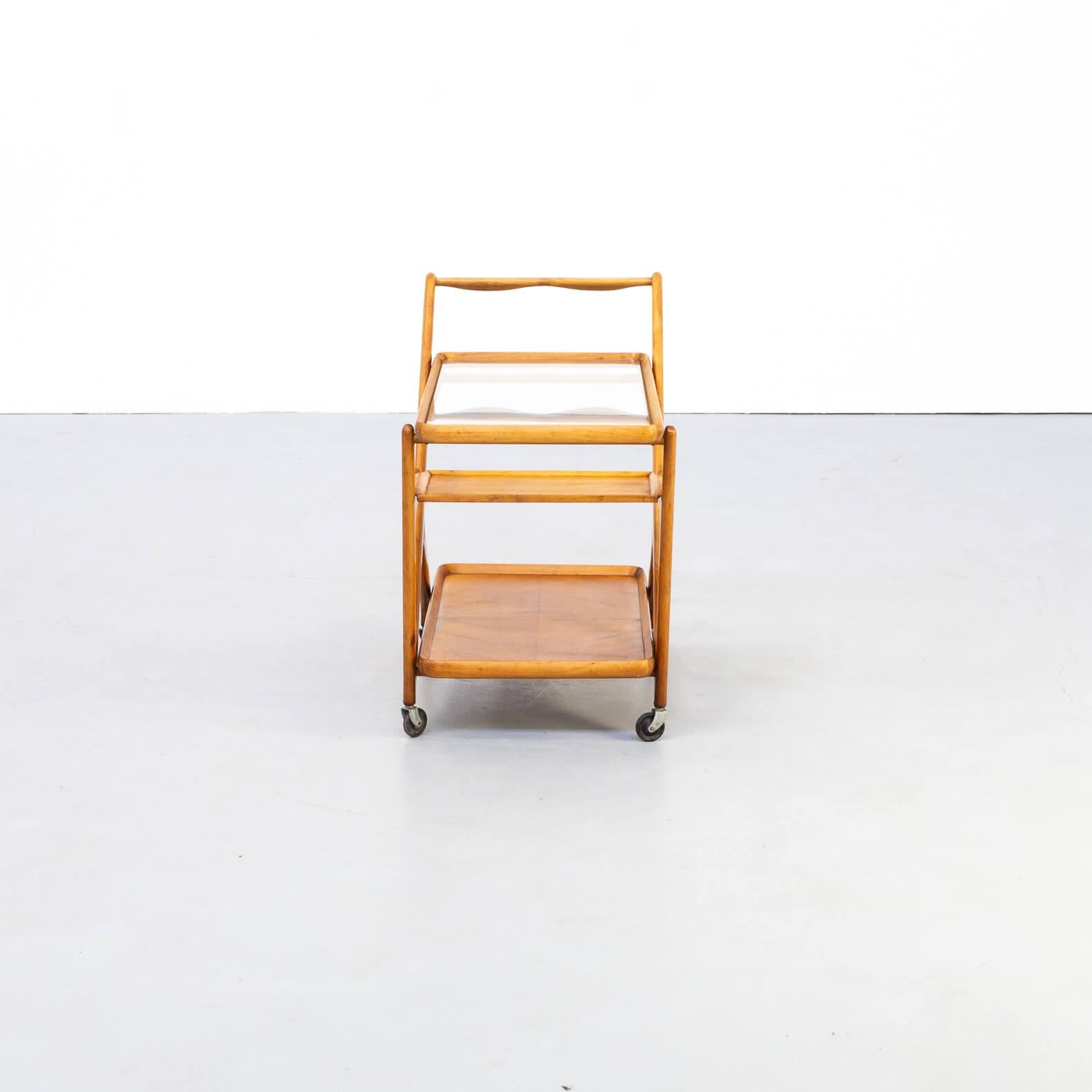 Italian 1950s Cesare Lacca Ceder Wood Thee Trolley for Cassina For Sale