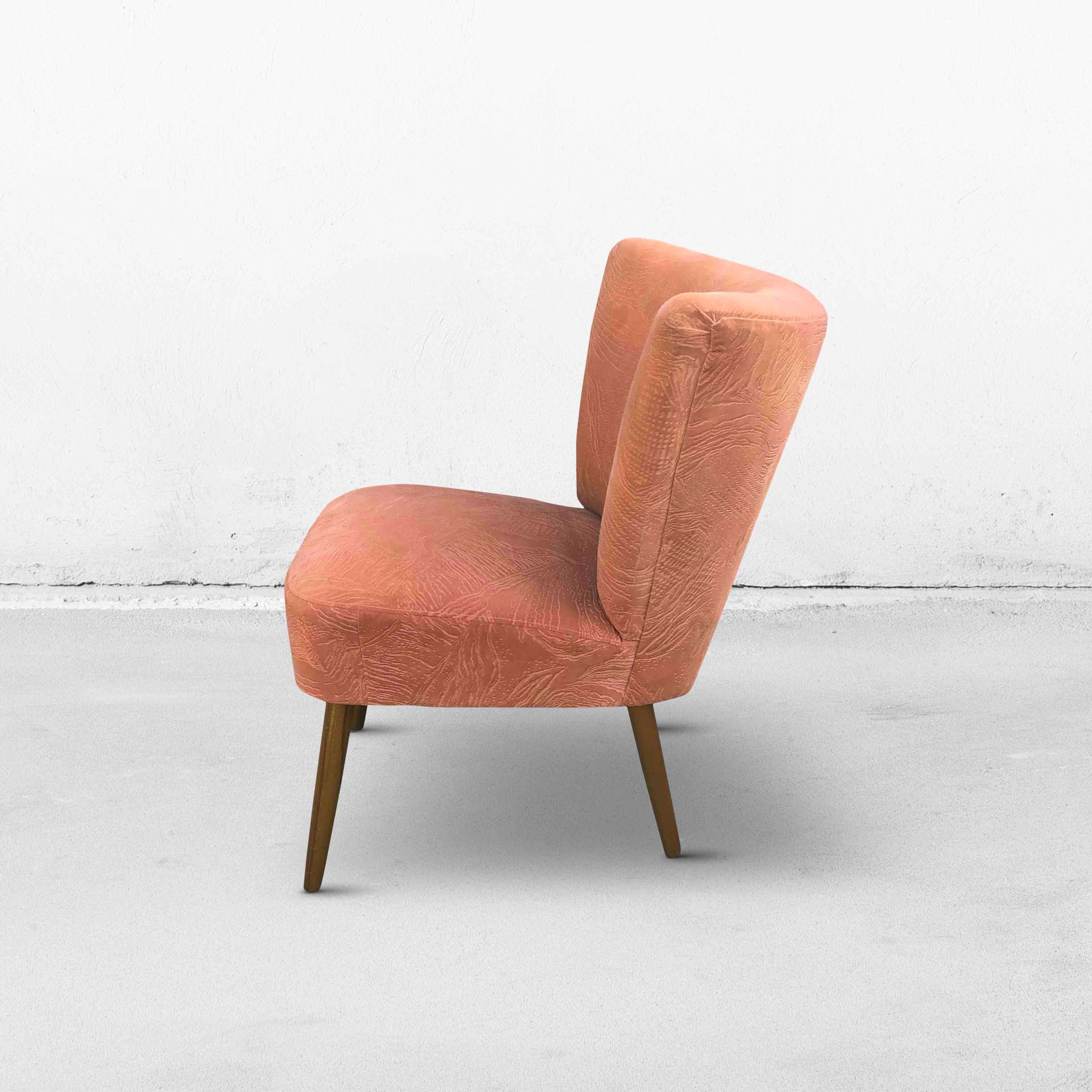 Mid-Century Modern 50s Cocktail Chair in Salmon Pink