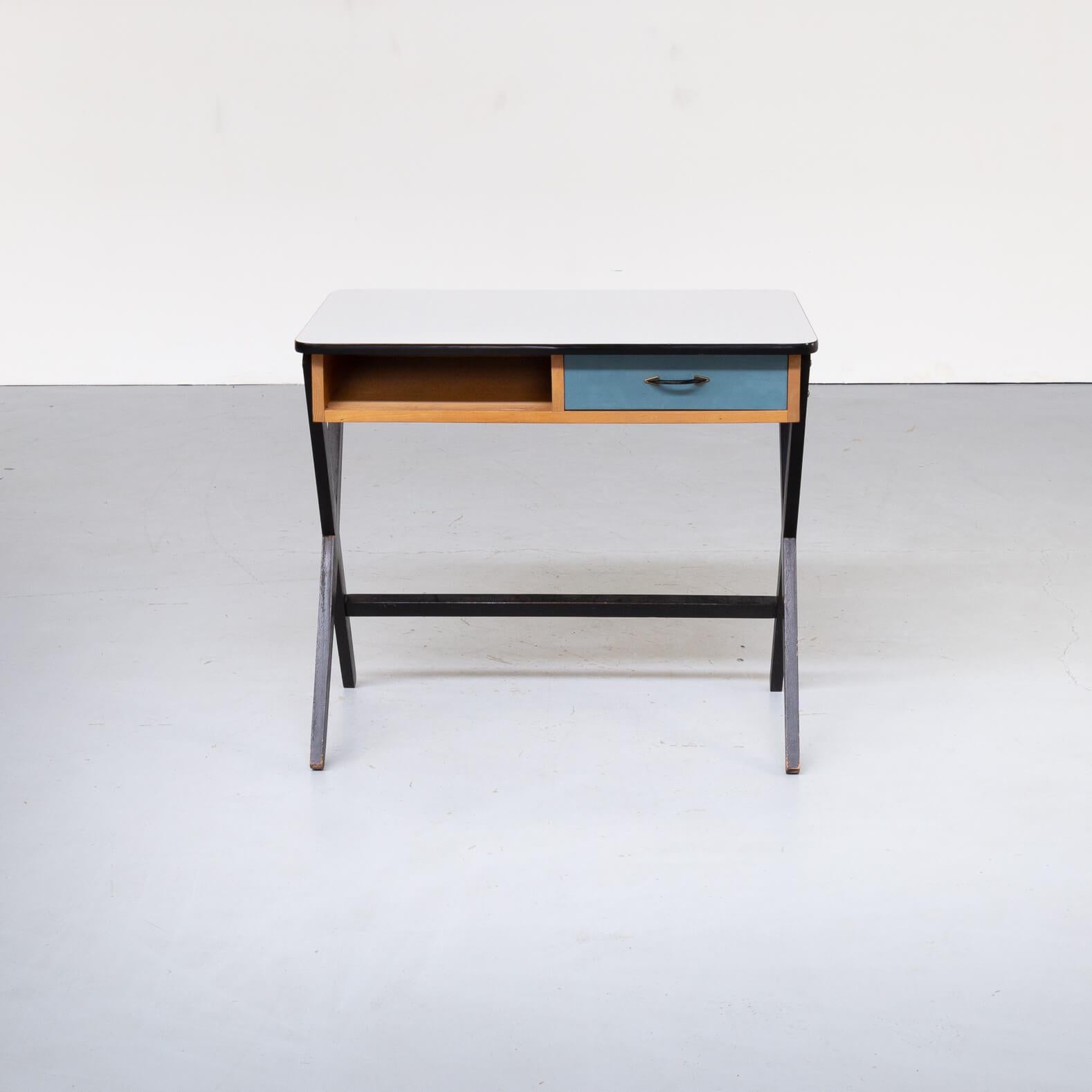 Mid-Century Modern 50s Coen de Vries Wooden Writing Desk for Devo For Sale