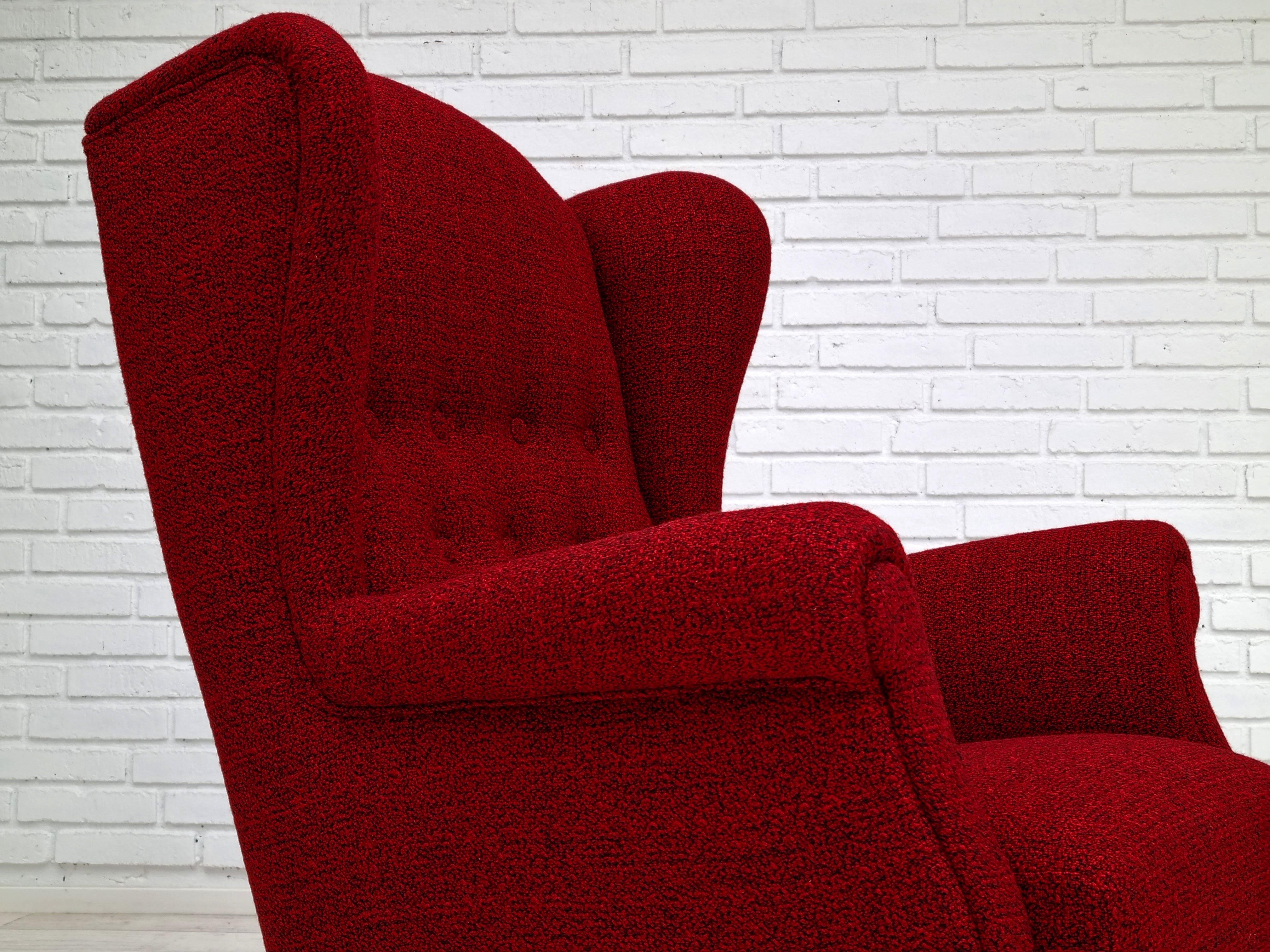 Fauteuil danois, design des annes 50, entirement remis  neuf, meuble en laine en vente 7