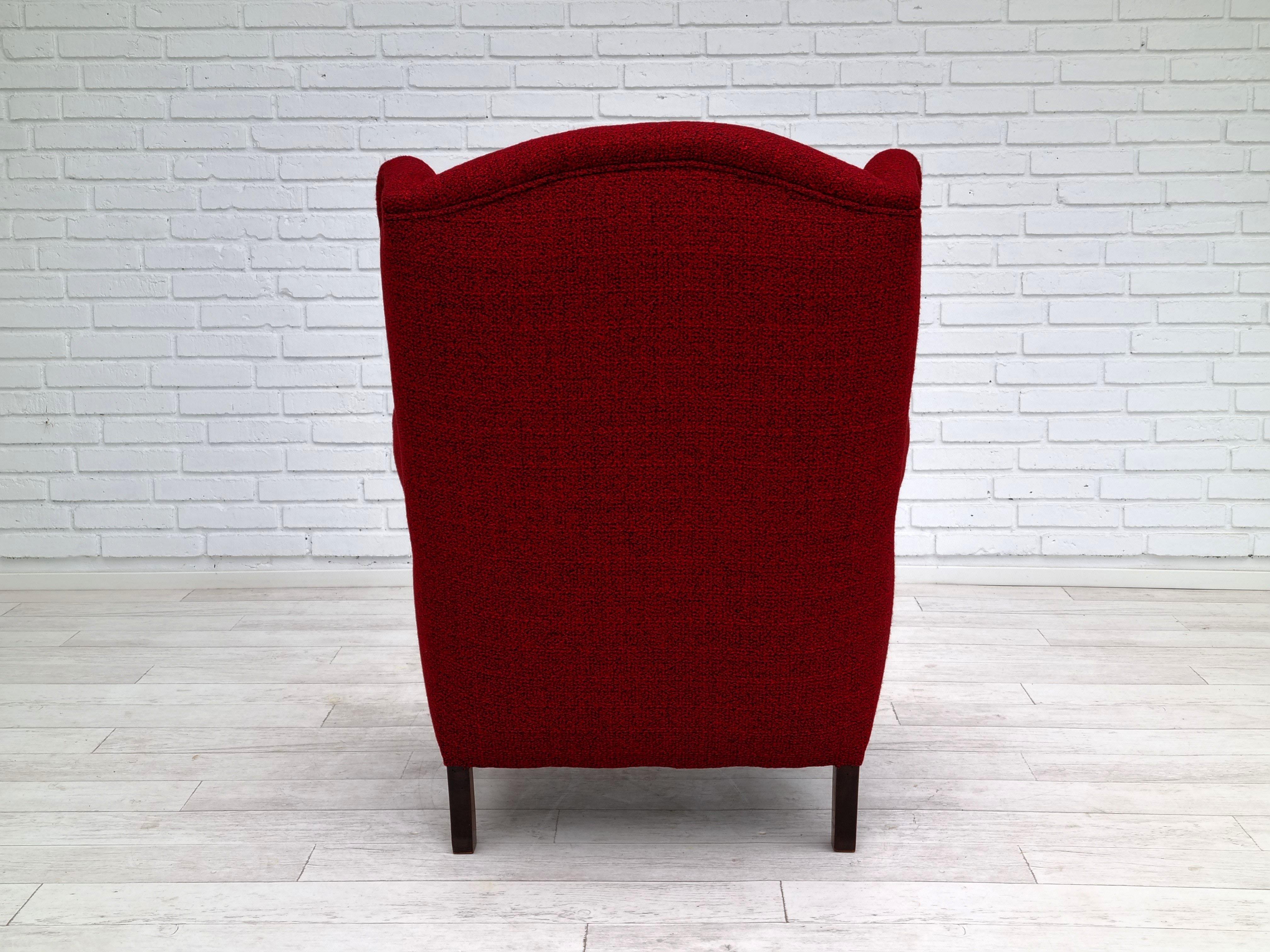 Milieu du XXe siècle Fauteuil danois, design des annes 50, entirement remis  neuf, meuble en laine en vente