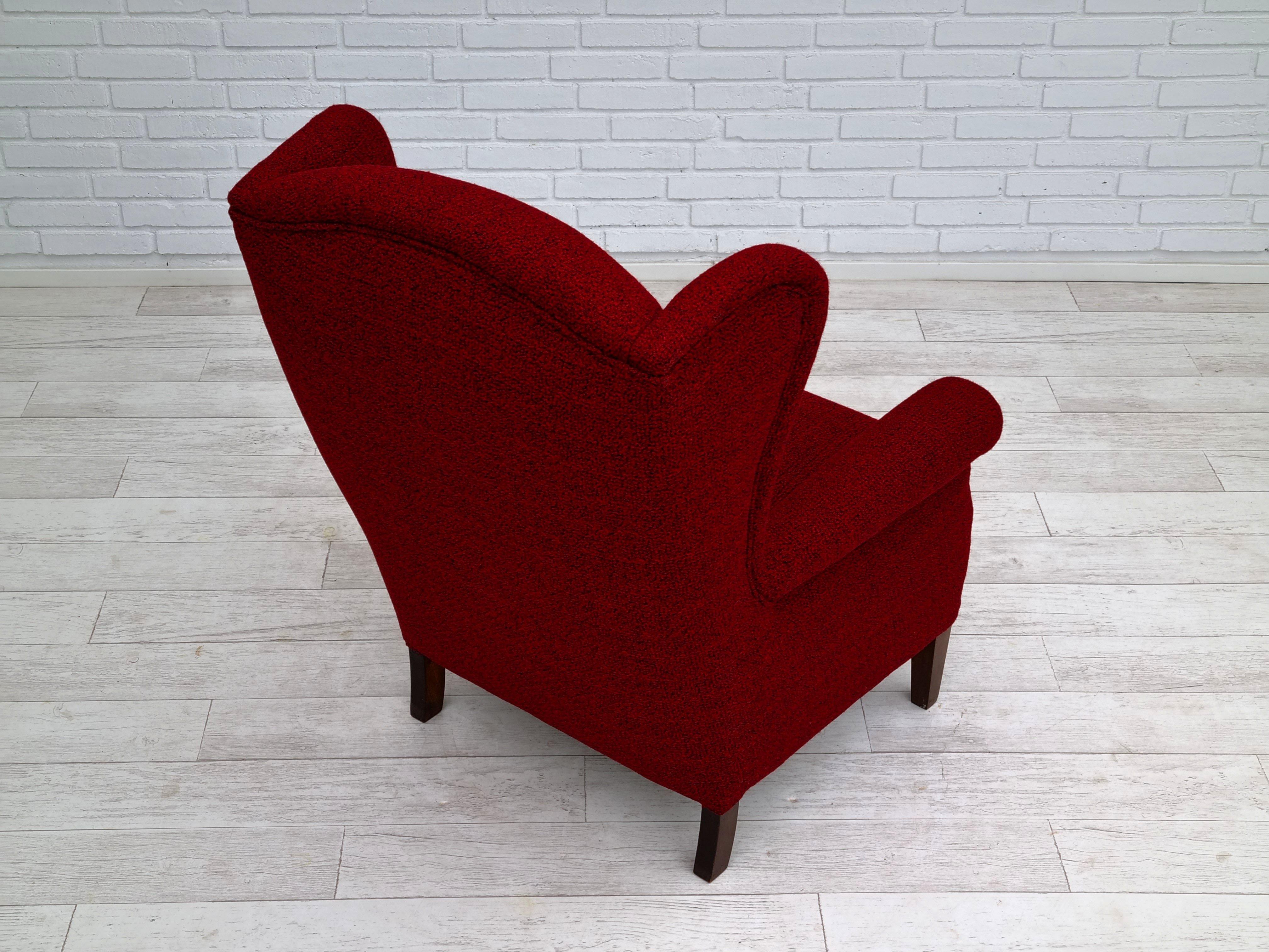50s, Danish Design, Completely Refurbished Chair, Furniture Wool For Sale 4