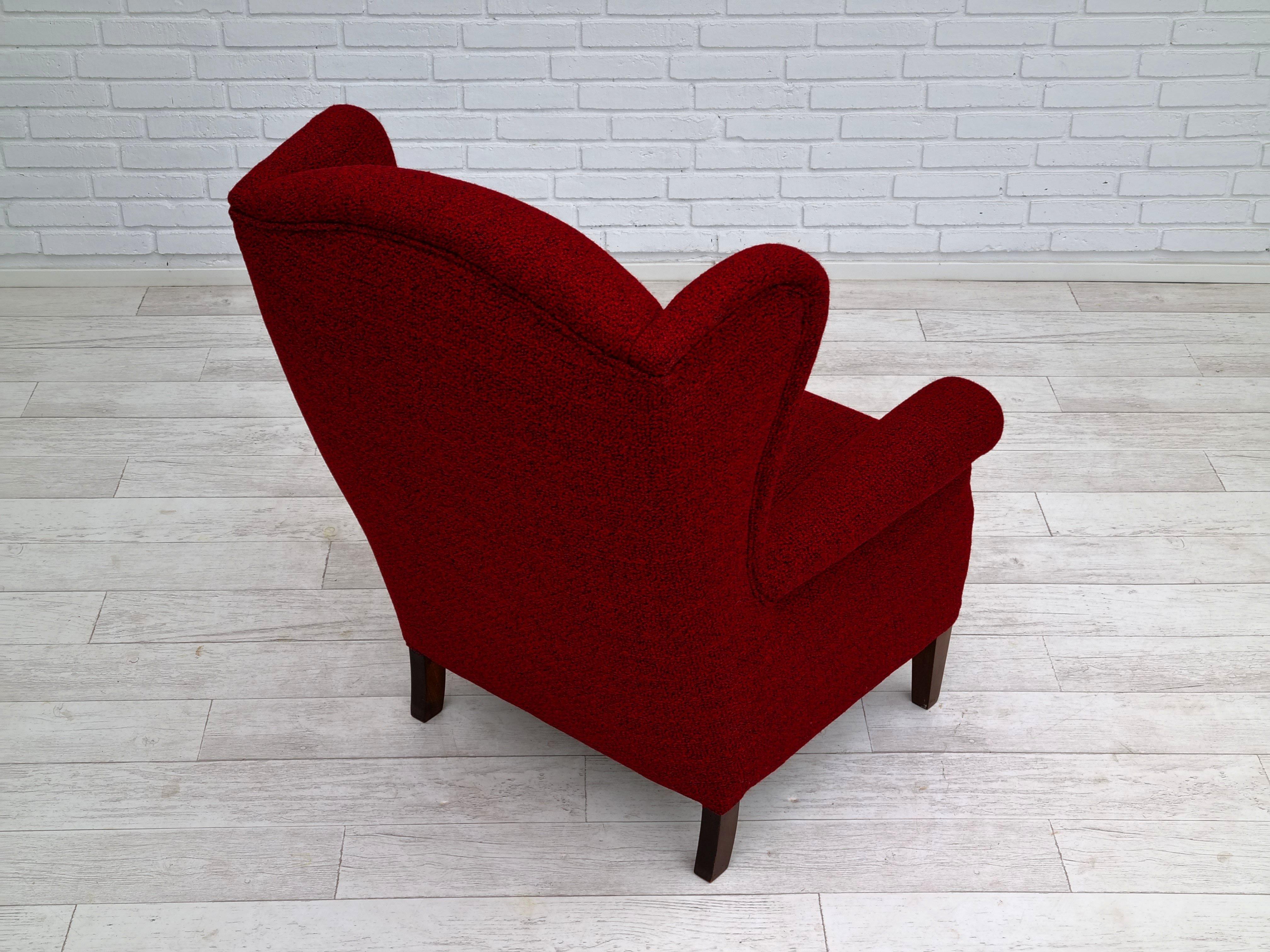 Anni '50, Design danese, Sedia completamente ristrutturata, Mobili in lana in vendita 2