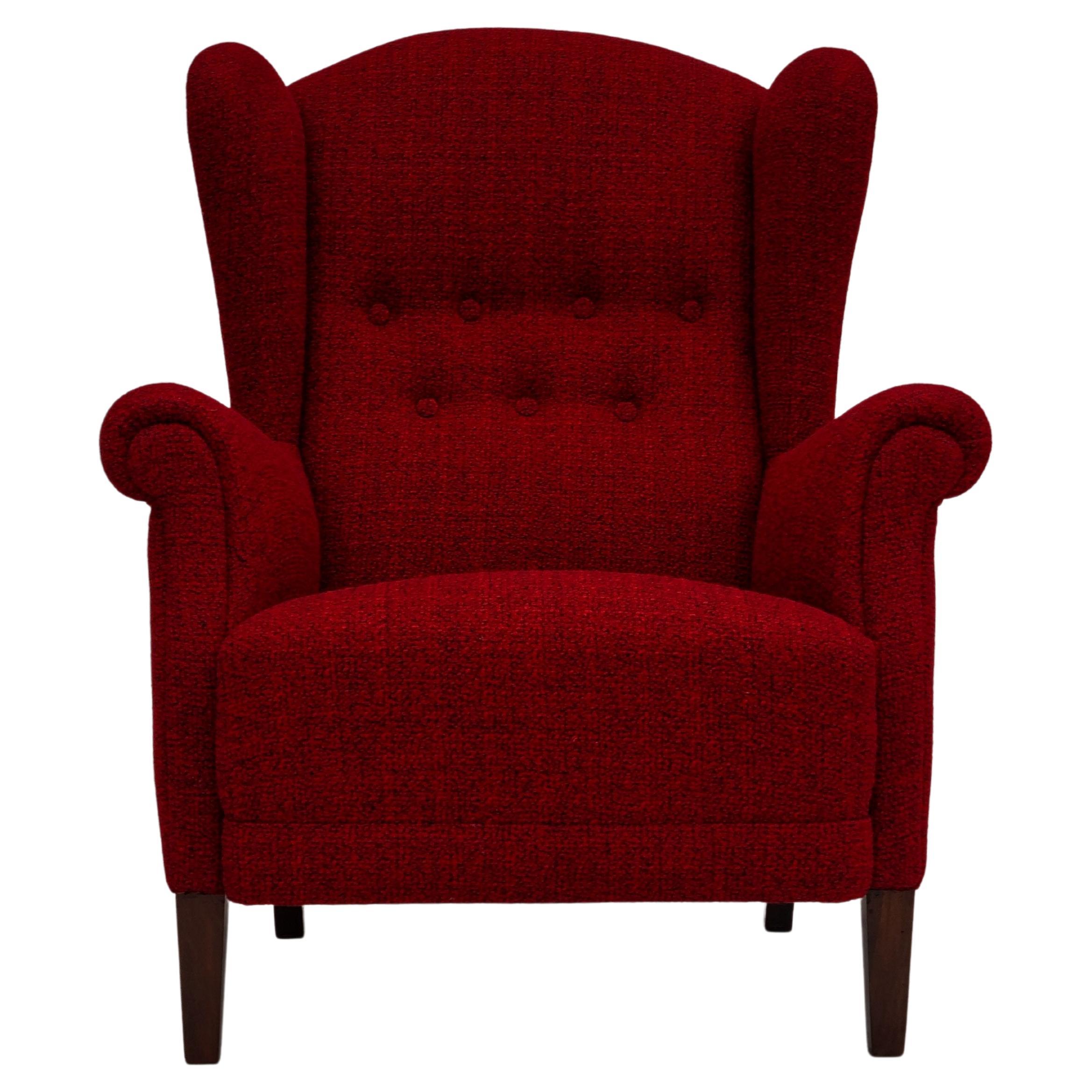 Fauteuil danois, design des annes 50, entirement remis  neuf, meuble en laine