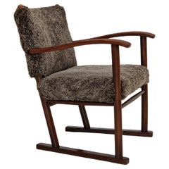 50s, Danish Design, Karl Schrøder for Fritz Hansen, Lounge Chair, Sheepskin