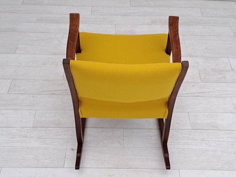 50s, Danish Design, Rocking Chair, Kvadrat Furniture Wool, Oak Wood at 1stDibs