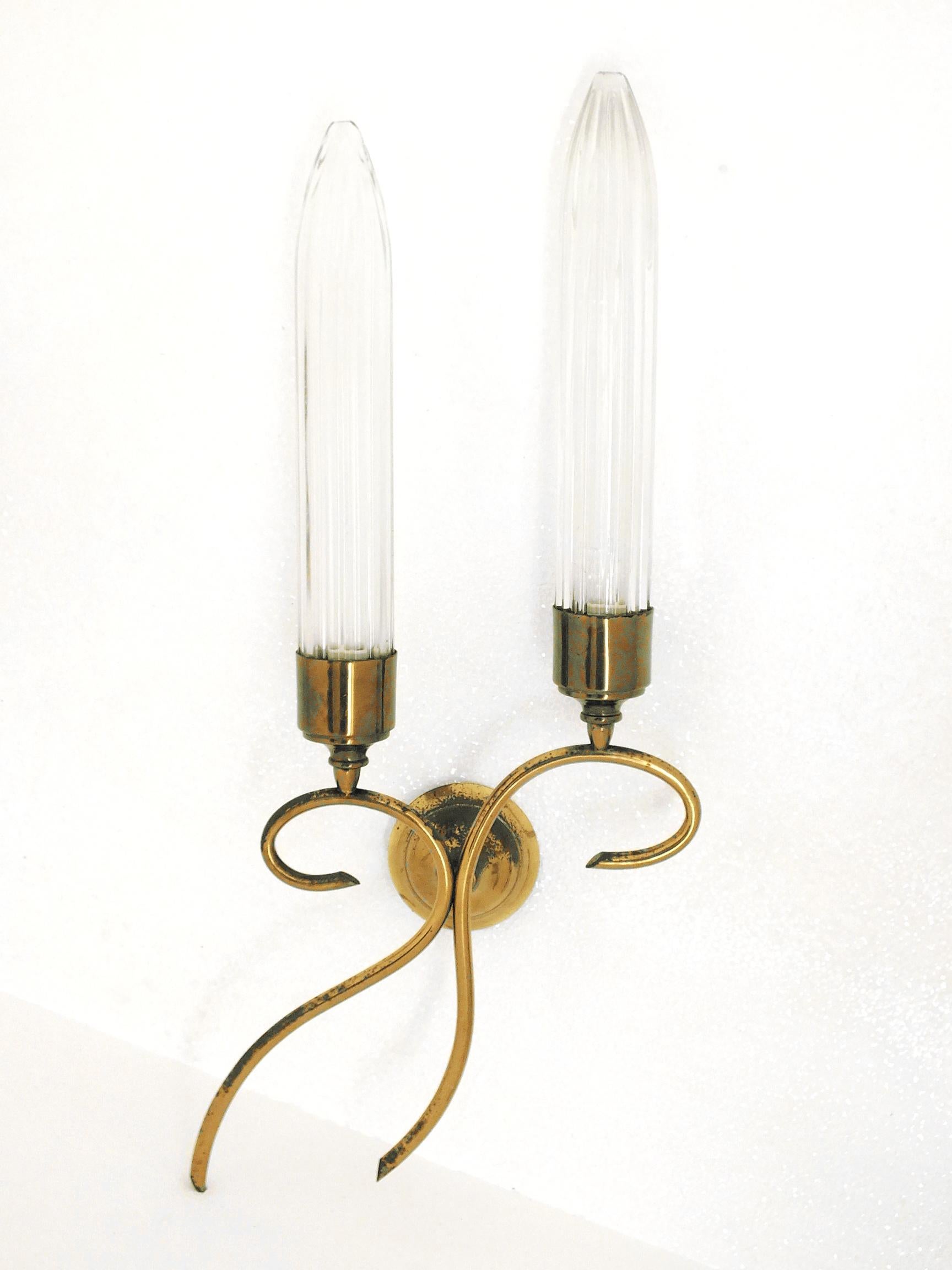 50s Design Wall Lamps by Seguso Italy, Set of 3 In Excellent Condition For Sale In Biella, IT