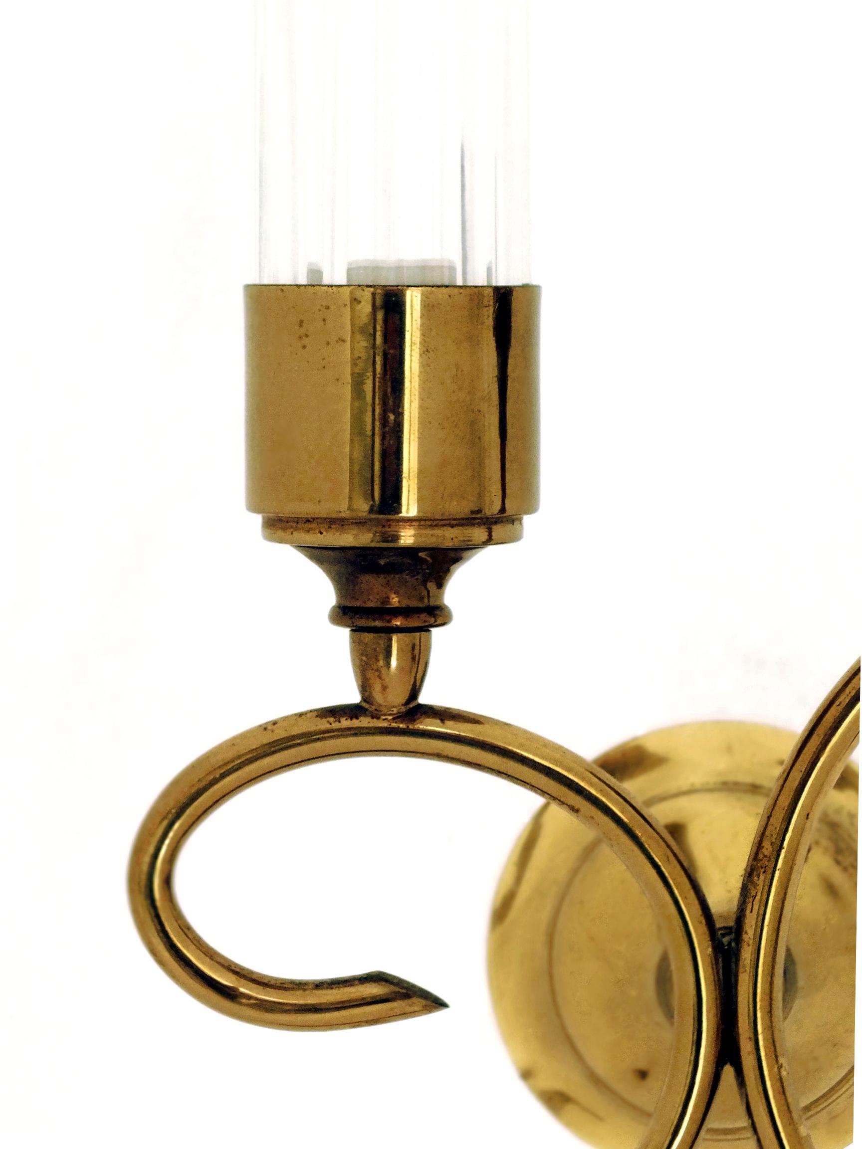 Brass 50s Design Wall Lamps by Seguso Italy, Set of 3 For Sale