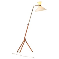 50's diabolo floor lamp in imitation rattan and adjustable bras