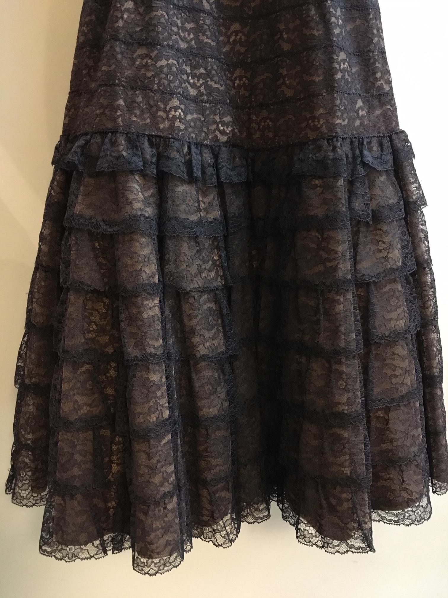 50s Drop Waist Lace Tiered Skirt Dress For Sale at 1stDibs | drop skirt ...
