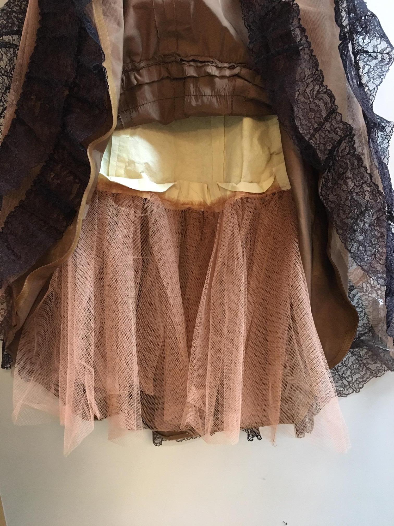 Black 50s Drop Waist Lace Tiered Skirt Dress 