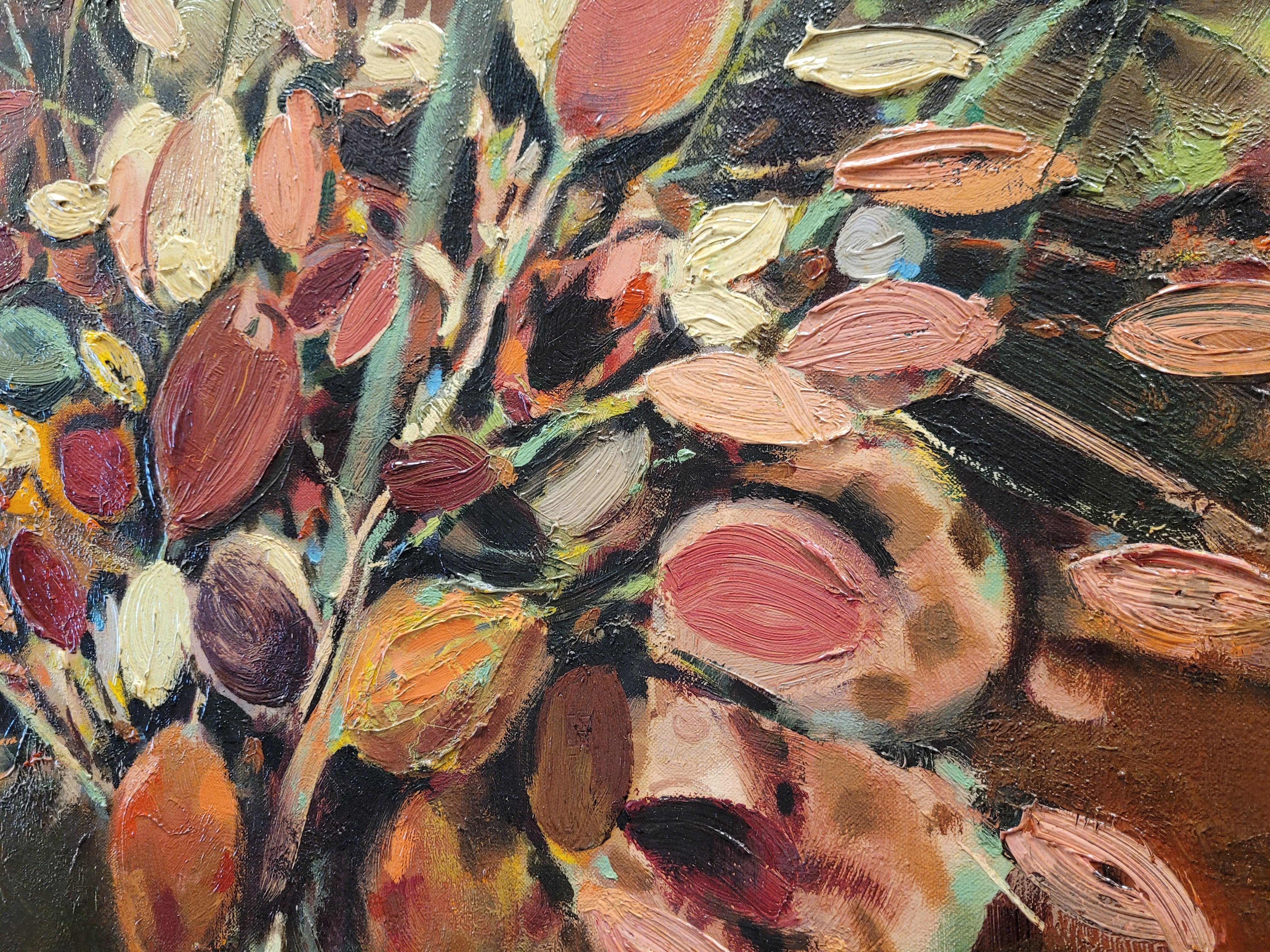 50s Eugene Biel-Bienne Still Life with Flowers Painting Austrian 1