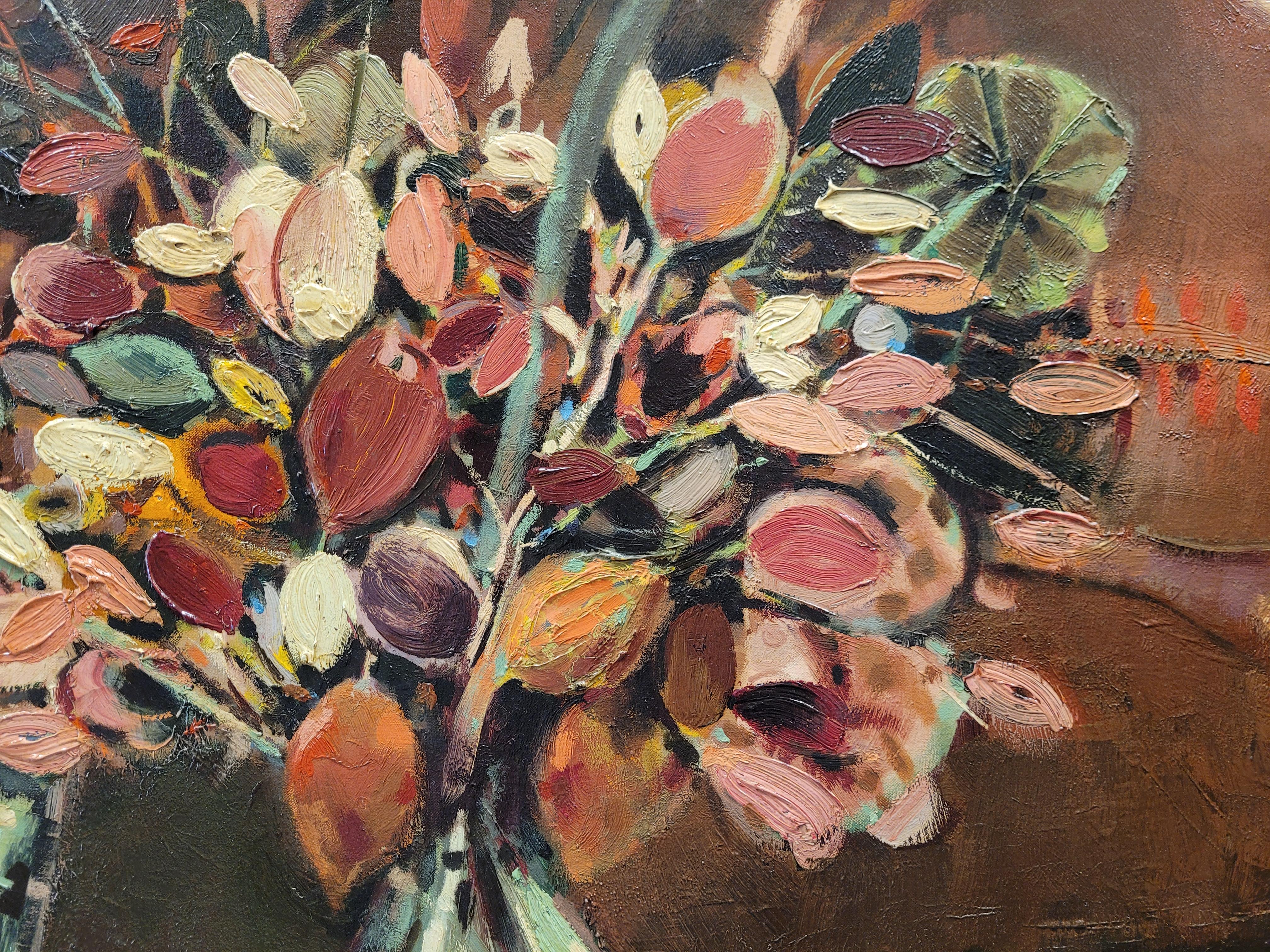 50er Jahre Eugene Biel-Bienne Stillleben mit Blumen, österreichische Malerei im Angebot 6