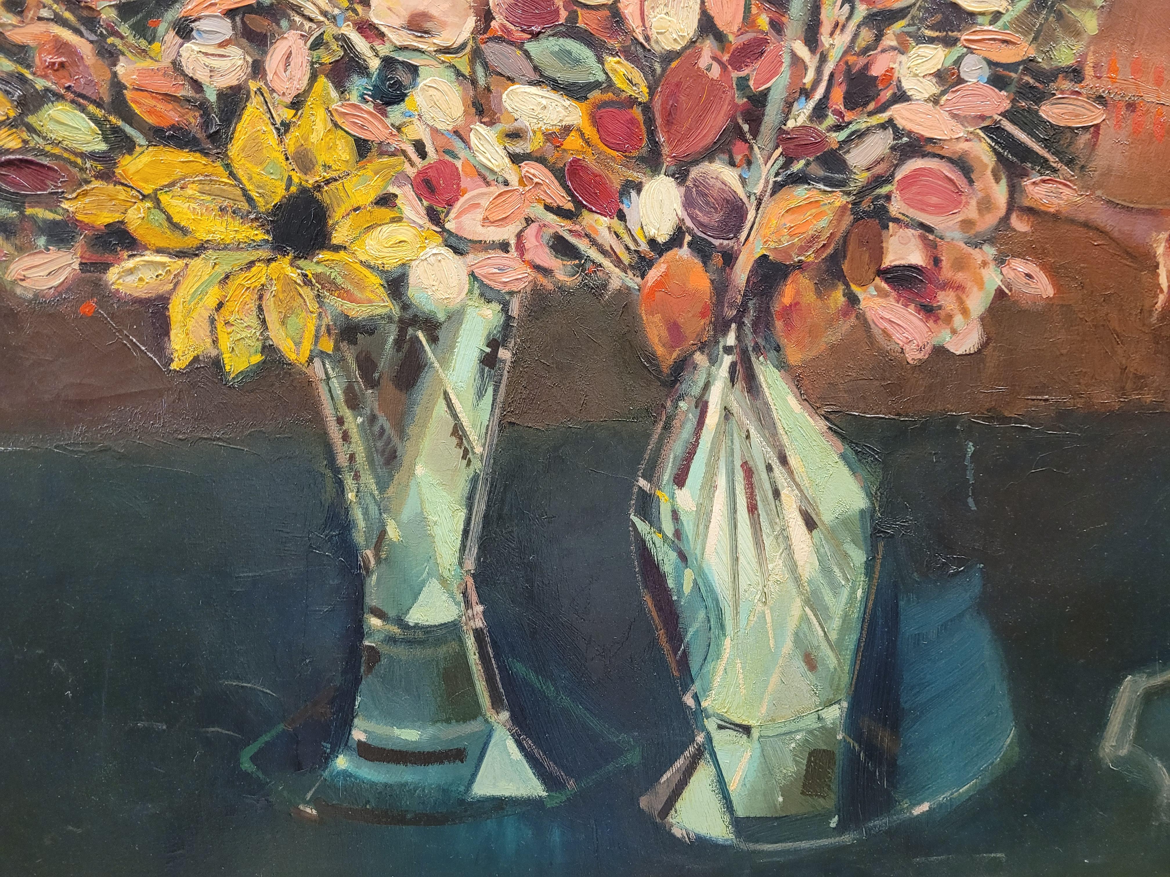 50s Eugene Biel-Bienne Still Life with Flowers Painting Austrian For Sale 7