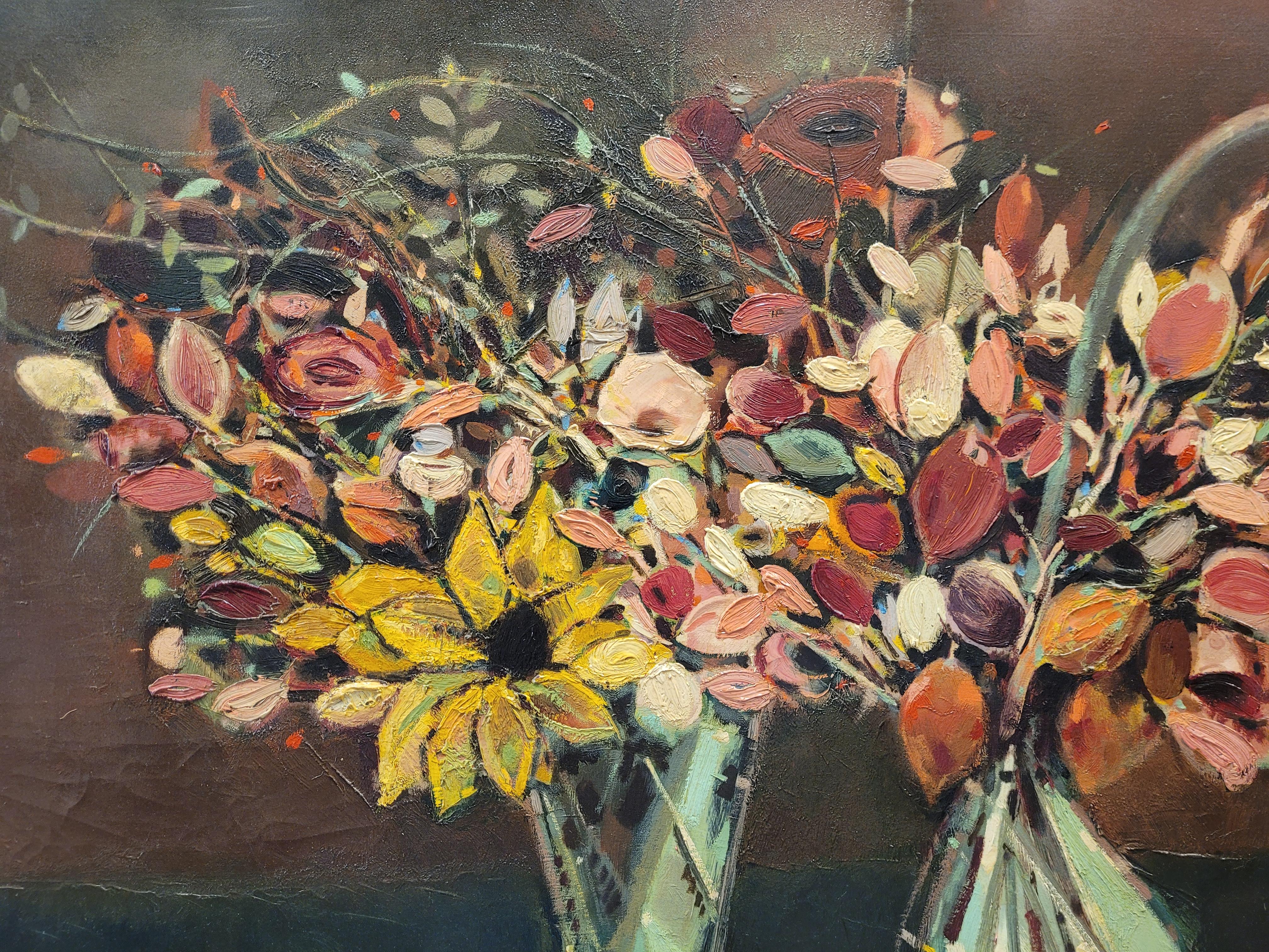 50s Eugene Biel-Bienne Still Life with Flowers Painting Austrian For Sale 8