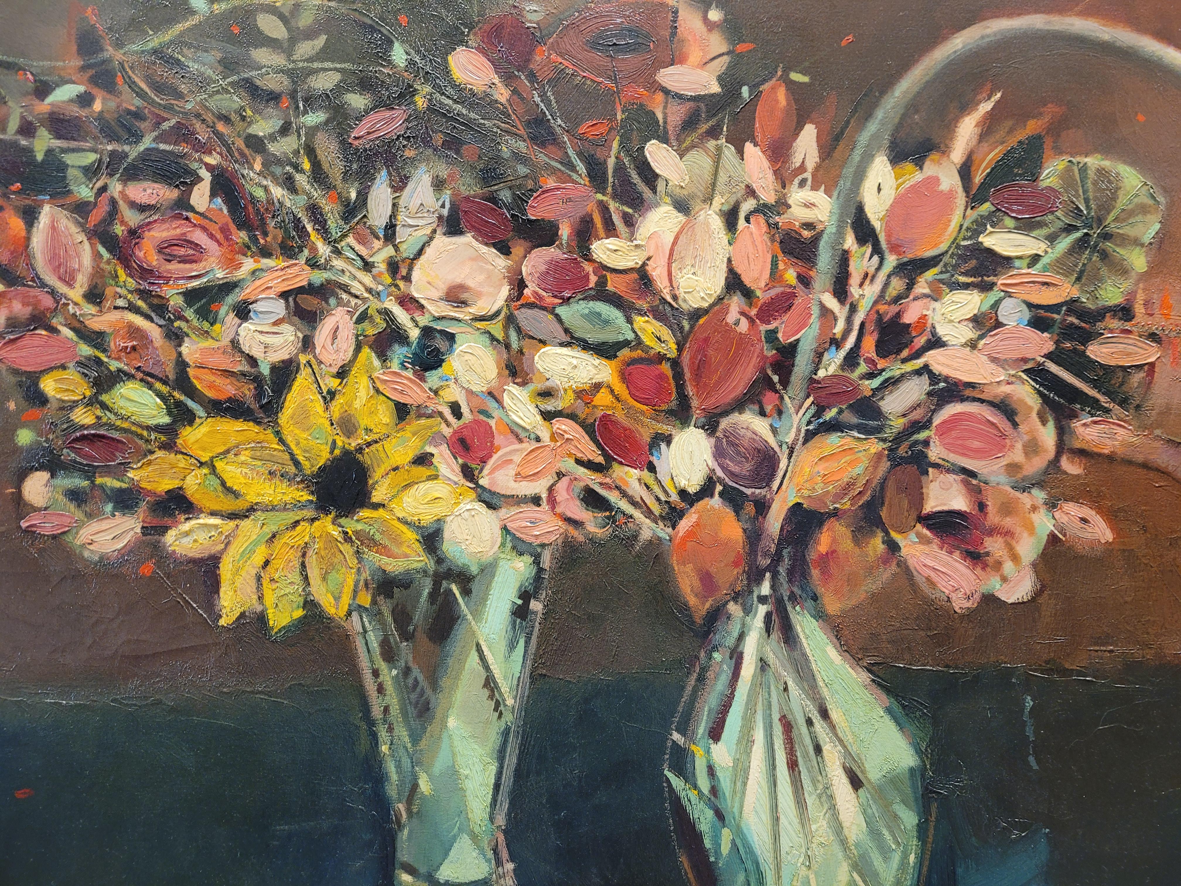 50er Jahre Eugene Biel-Bienne Stillleben mit Blumen, österreichische Malerei im Zustand „Gut“ im Angebot in Valladolid, ES