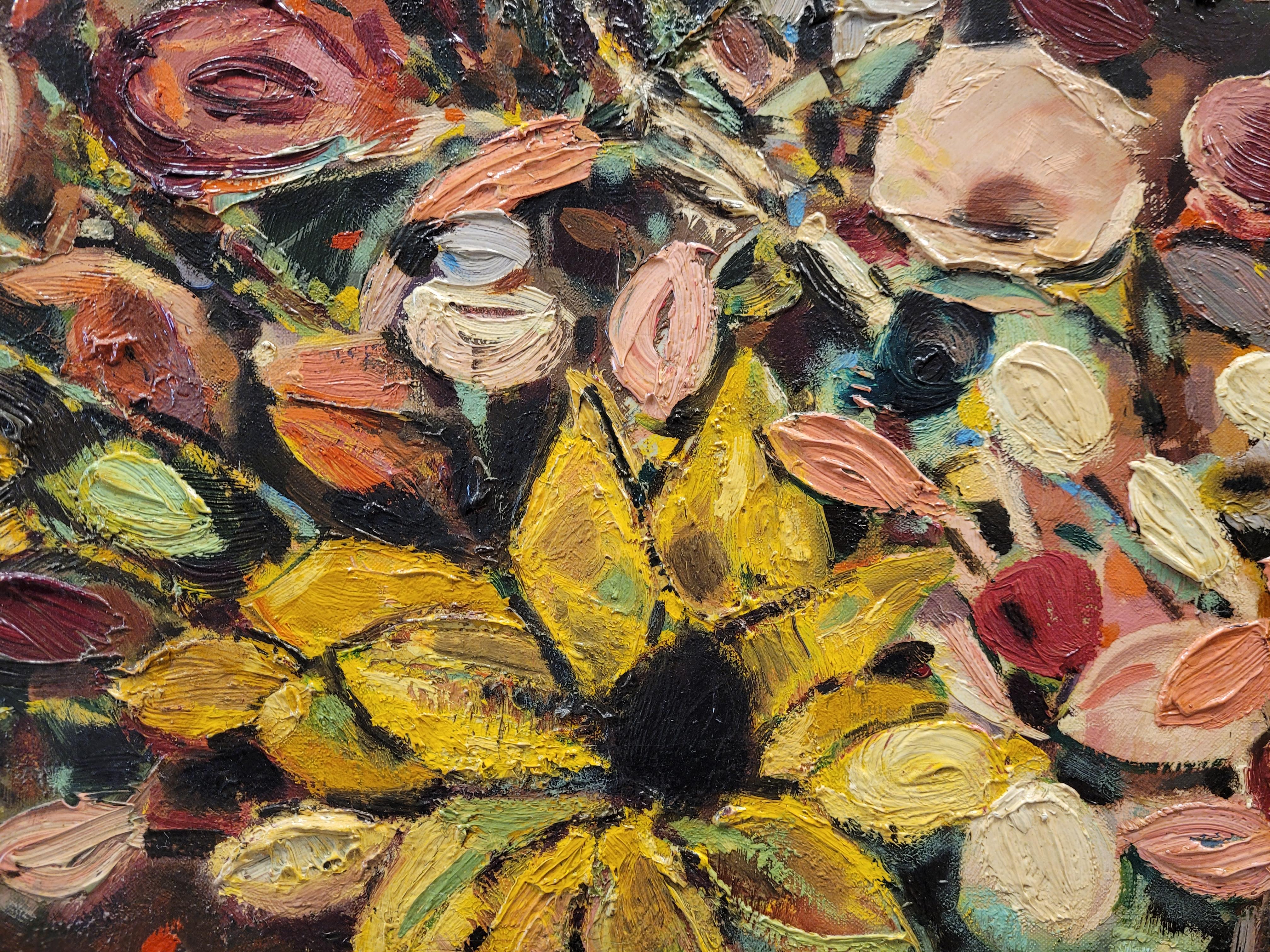 Milieu du XXe siècle 50s Eugene Biel-Bienne Nature morte avec fleurs Peinture autrichienne en vente