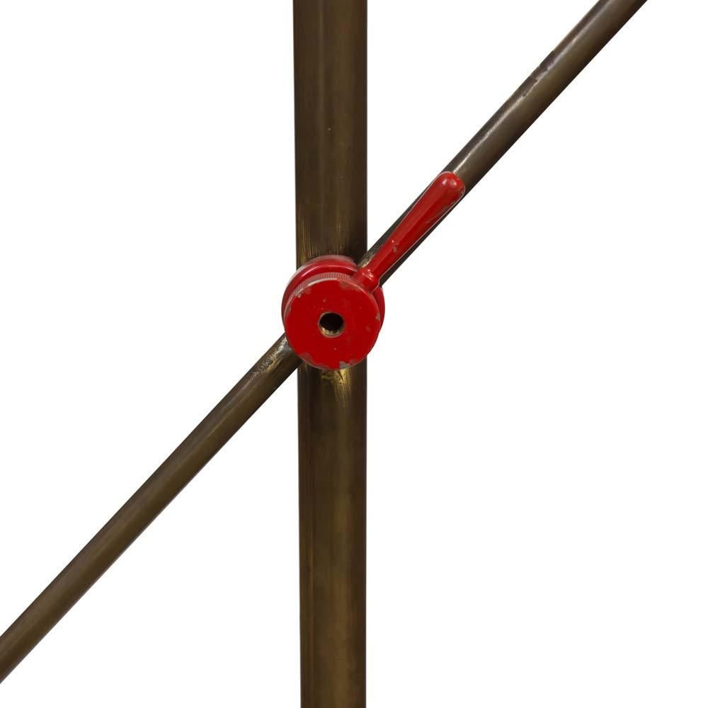 50s Floor Lamp Brass Enamelled Red and Cream Shades Italian Design by Stilnovo In Good Condition For Sale In London, GB